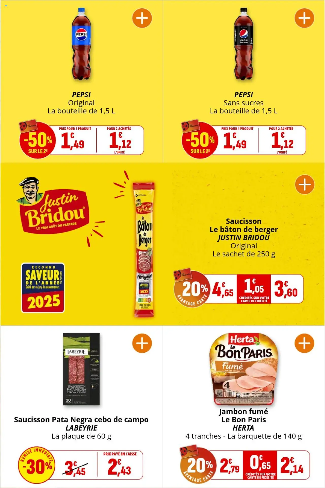 {H1} | Page: 5 | Produits: Saucisson, Jambon, Porc