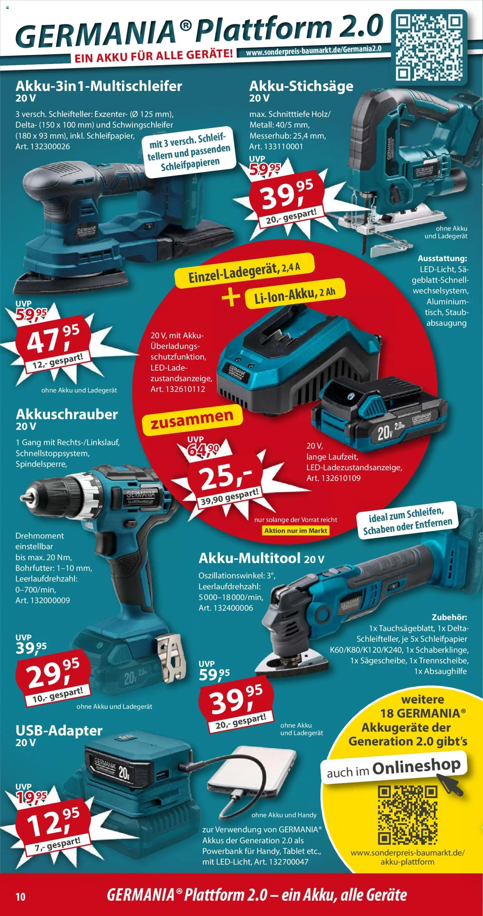 Sonderpreis Baumarkt Prospekt 	 – gültig ab 15.11.2025 | Seite: 10 | Produkte: Akkuschrauber, Ladegerät, Powerbank, Tablet