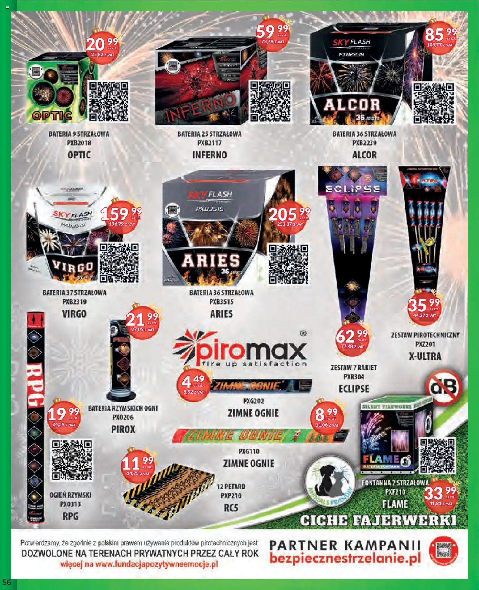 Eurocash Gazetka od 17.11.2025 | Strona: 56 | Produkty: Fajerwerki, Bateria, Zimne ognie