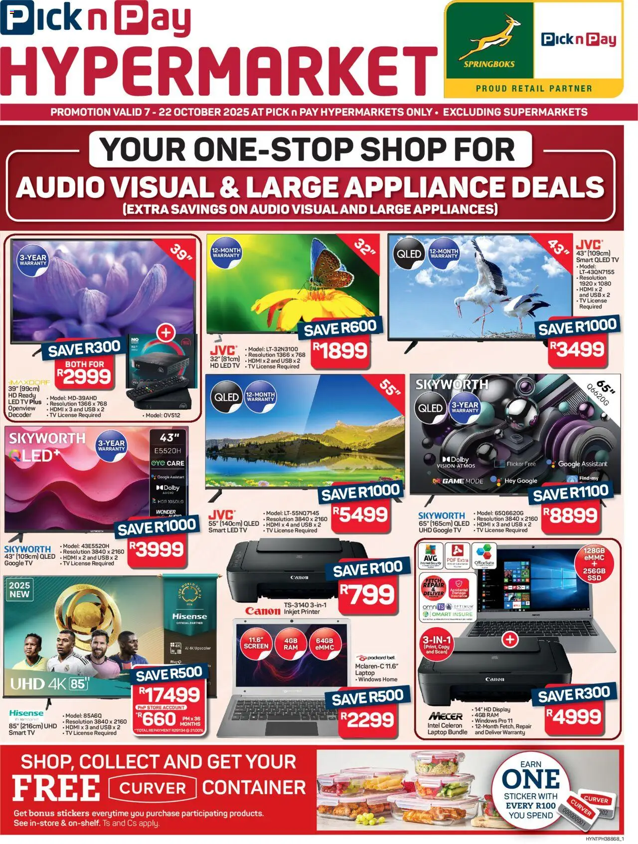 New Pick n Pay catalogue – valid from 07.10.2025 | Page: 1 | Products: Printer, Audio, Laptop, TV