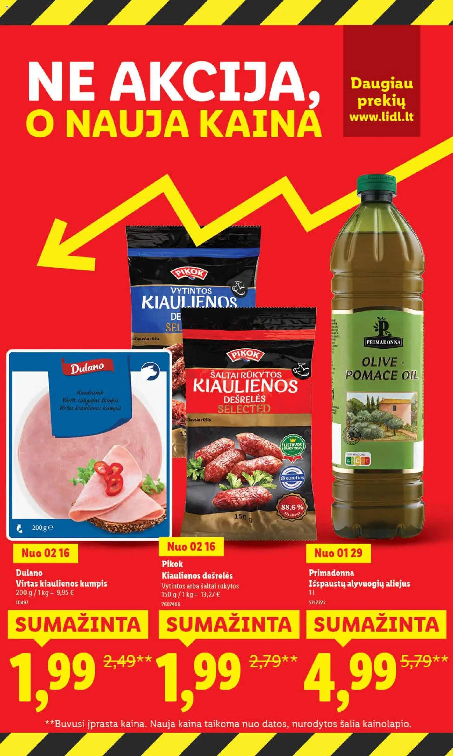 LIDL akcijos nuo 16.02.2026 | Puslapis: 3 | Prekių: Kiaulienos, Dešrelės, Aliejus, Kumpis