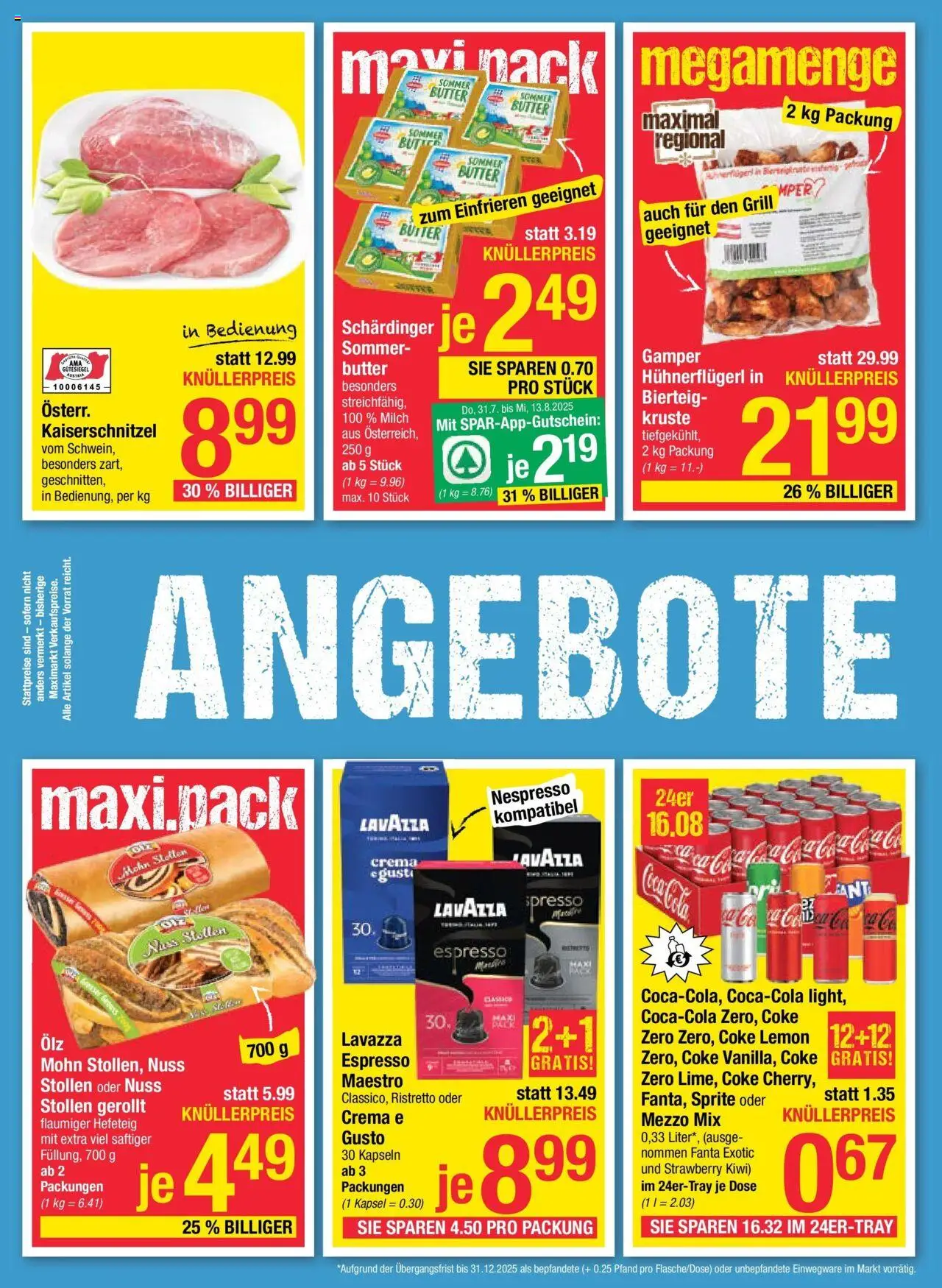 Maximarkt Flugblatt Anif, Bruck an der Großglocknerstraße gültig ab 04.08.2025 | Seite: 2 | Produkte: Kiwi, Grill, Milch, Butter