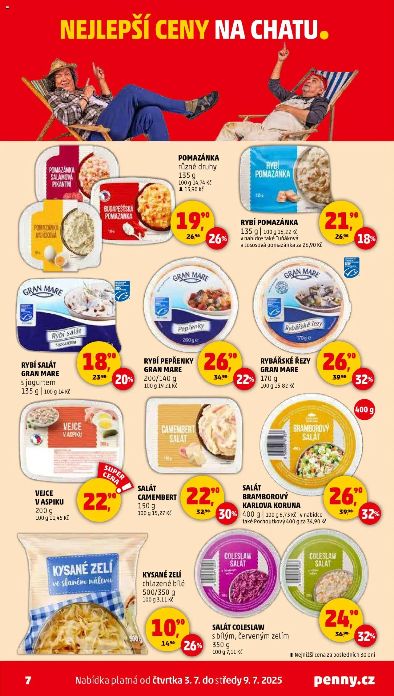 Penny Market leták - Čtvrtečník od 03.07.2025 | Strana: 7 | Produkty: Lososová pomazánka, Rybí salát, Potraviny, Vejce v aspiku