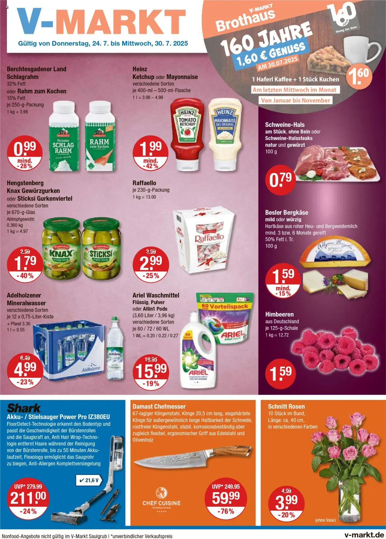 V-Markt - M&#252;nchen - gültig ab dem 24.07.2025 | Seite: 1 | Produkte: Raffaello, Ariel, Adelholzener, Waschmittel