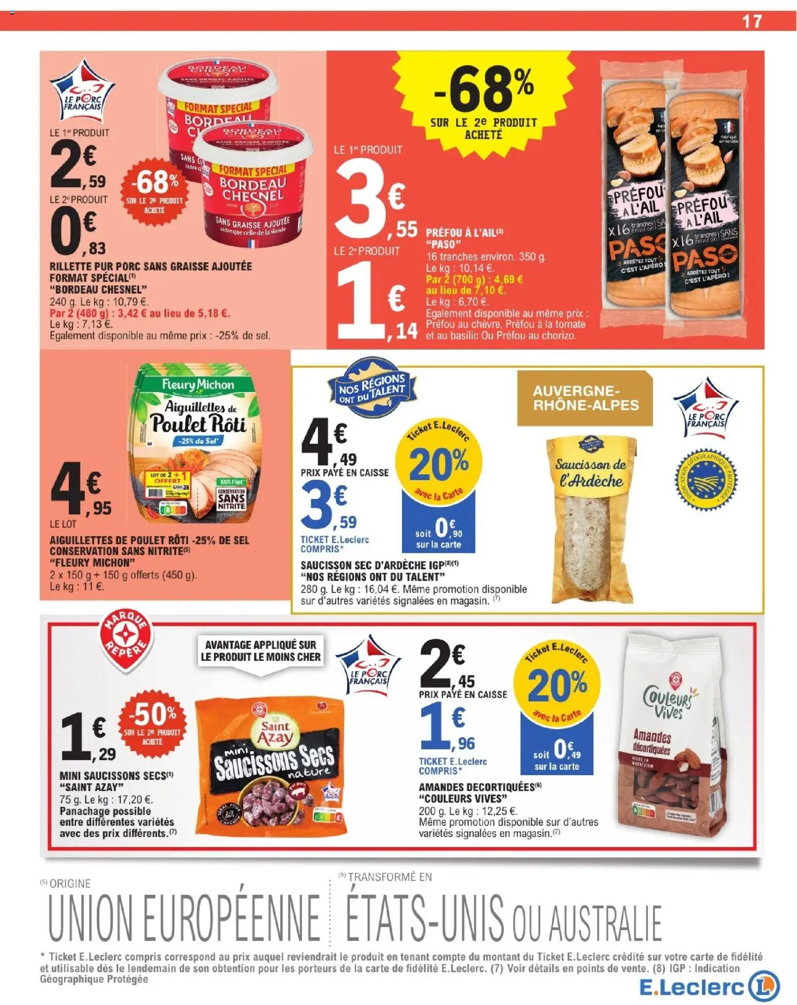 {H1} | Page: 17 | Produits: Amandes décortiquées, Sel, Viande, Porc