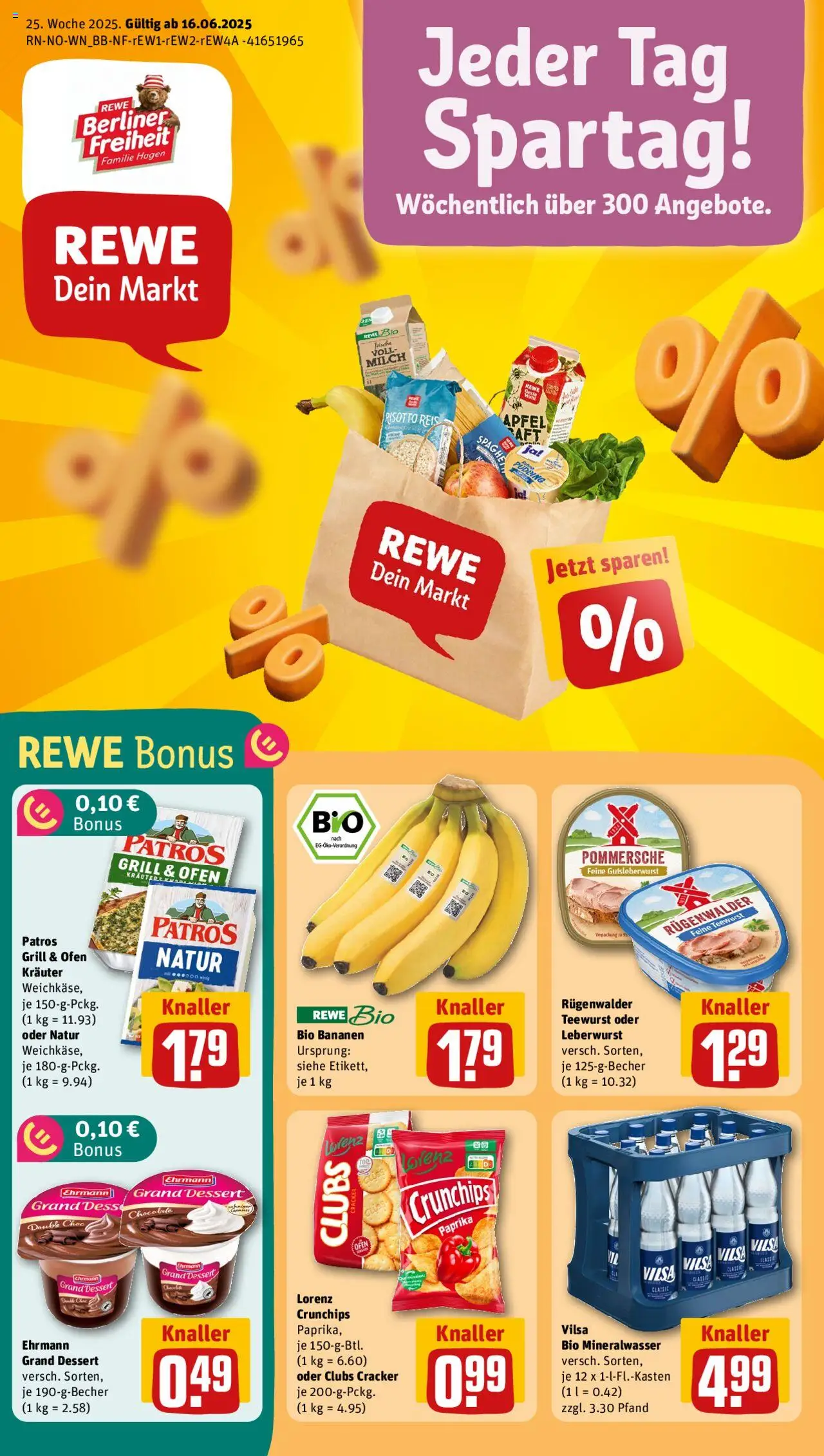 Rewe Prospekt 	 - gültig ab dem 16.06.2025 | Seite: 1 | Produkte: Berliner, Paprika, Lorenz crunchips, Chips