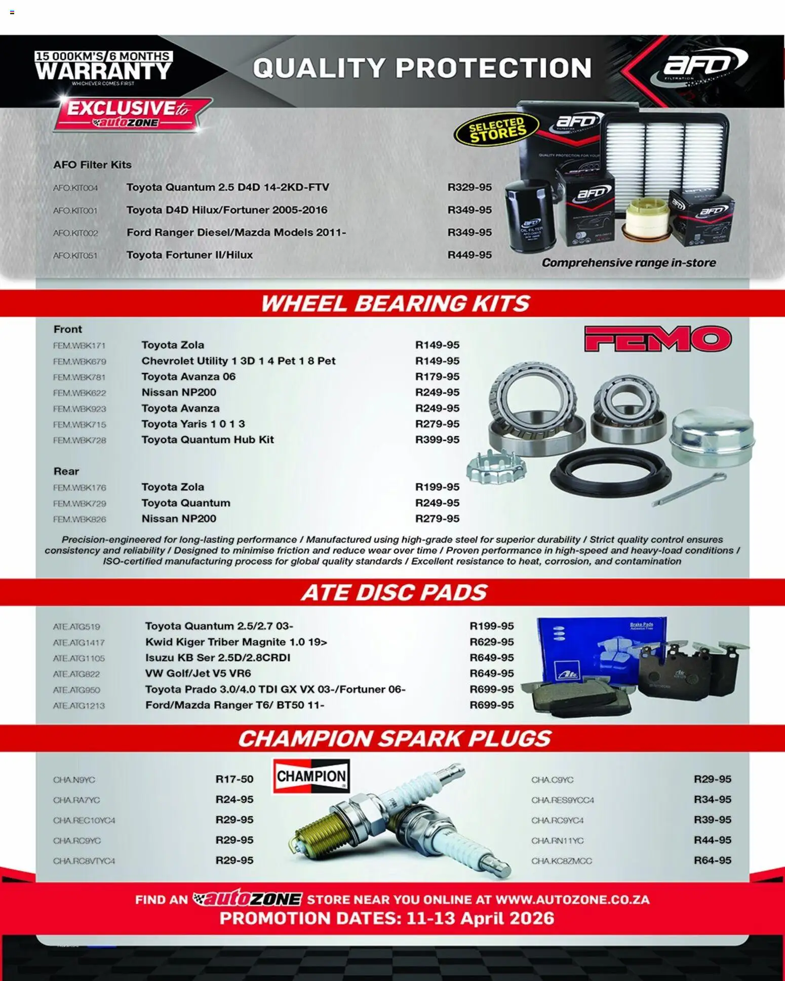 New AutoZone catalogue – valid from 11.04.2026 | Page: 7 | Products: Dates, Utility, Plugs, Pads