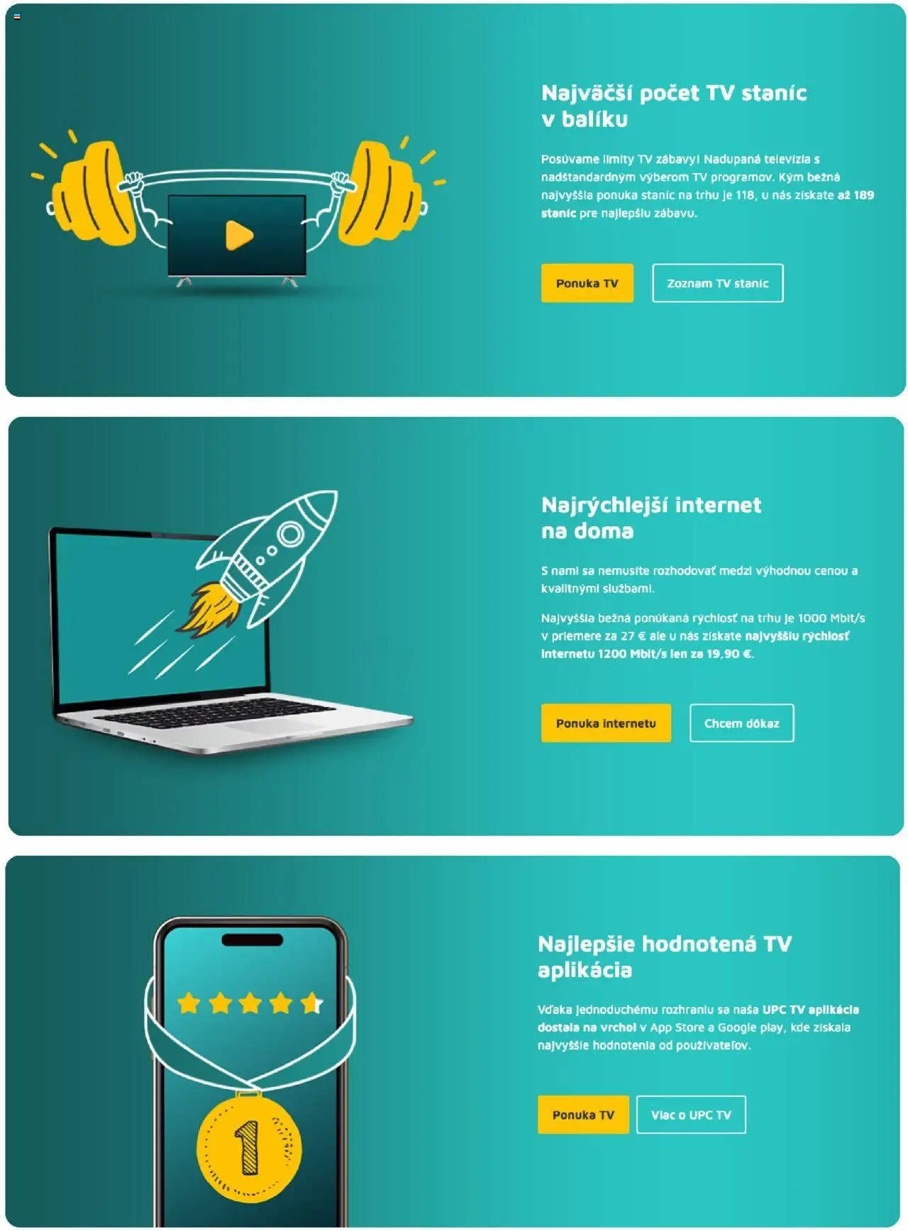 Nové UPC BROADBAND SLOVAKIA, s.r.o. akcie – leták je platný od 21.10.2025 | Strana: 2 | Produkty: Televízia, Tv