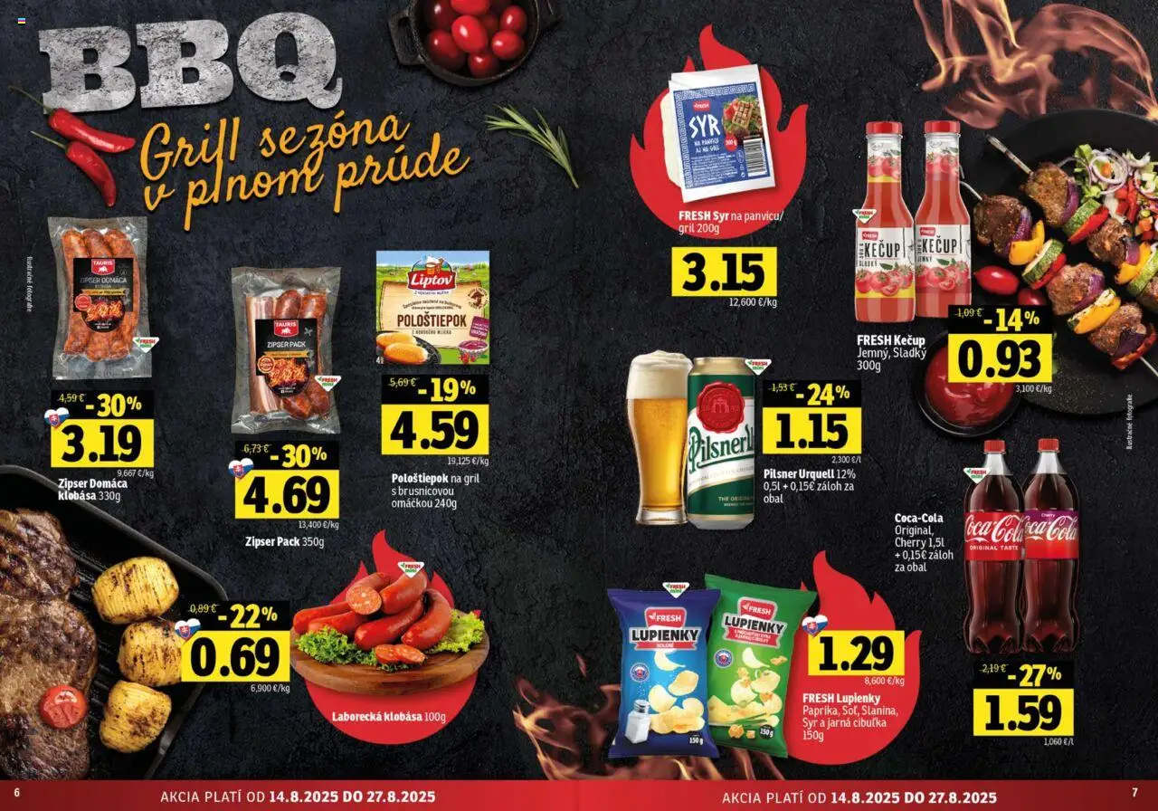 Fresh Stredné a západné Slovensko │ platný od 14.08.2025 | Strana: 4 | Produkty: Gril, Jarná cibuľka, Syr
