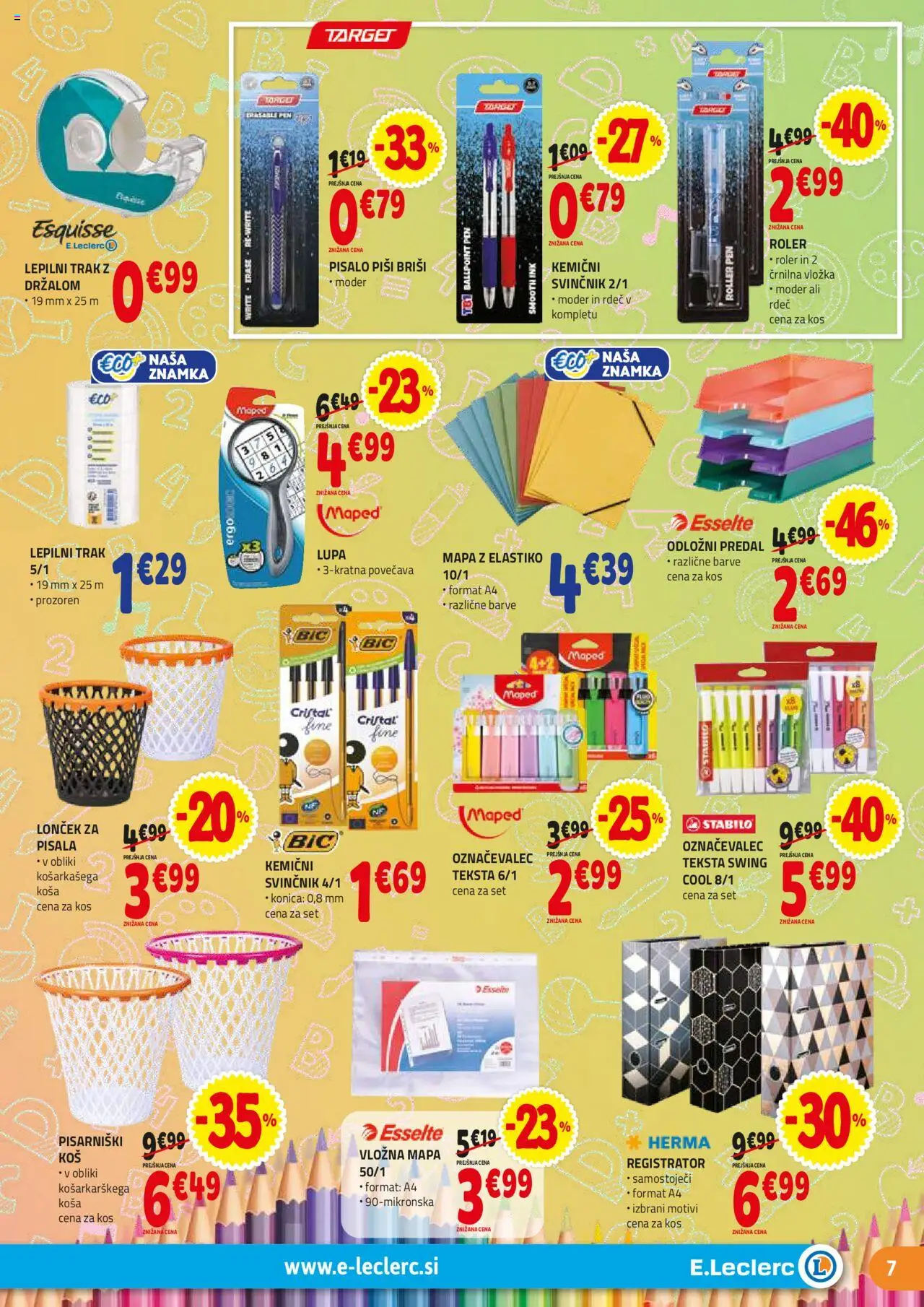 E.leclerc katalog │ velja od 13.08.2025 | Stran: 7 | Izdelki: Kos, Svinčnik, Pisala, Mapa