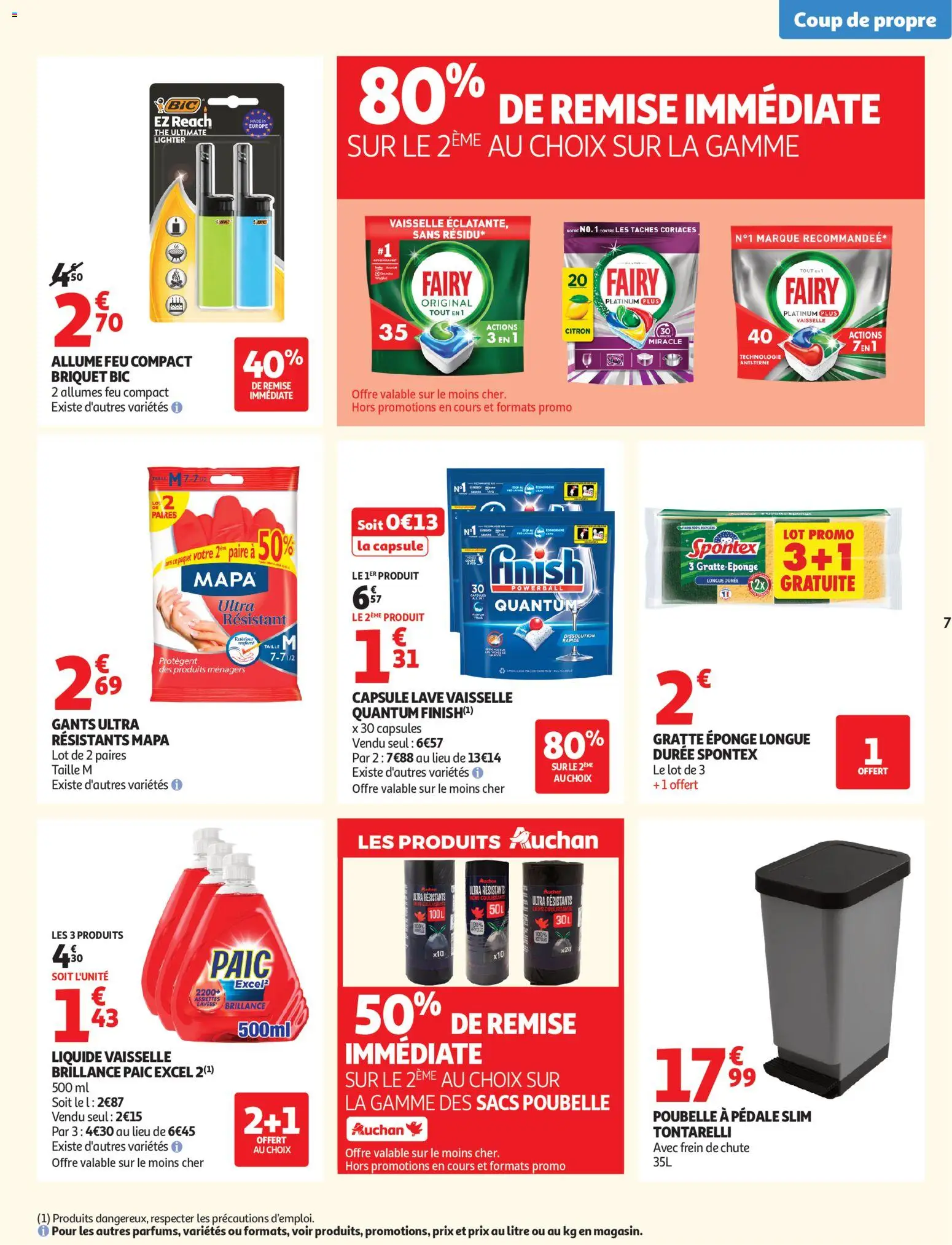 {H1} | Page: 7 | Produits: Poubelle, Fairy, Eponge, Sacs poubelle