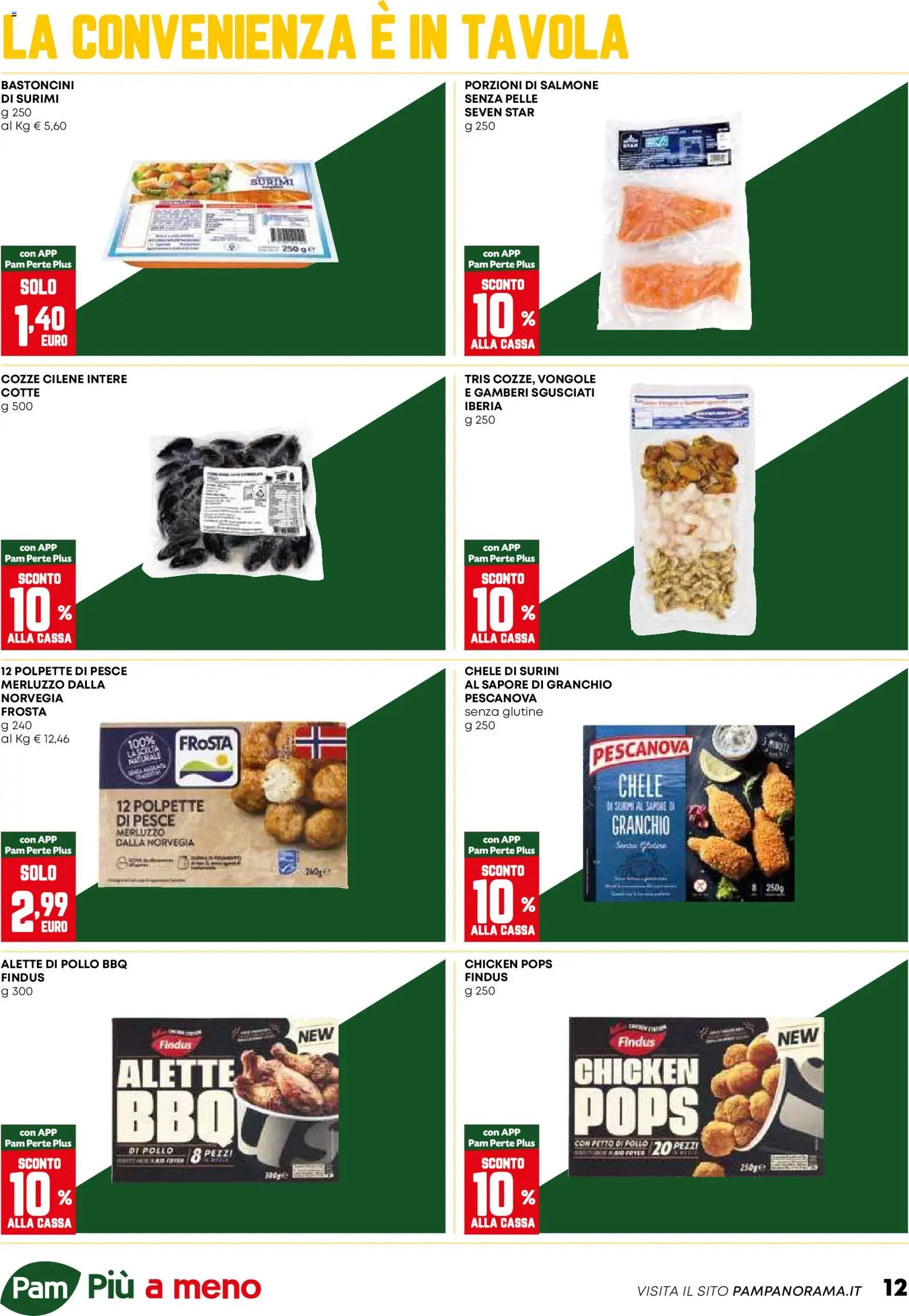 Volantino PAM del 29.01.2026 | Pagina: 12 | Prodotti: Petto di Pollo, Pollo, Salmone, Merluzzo