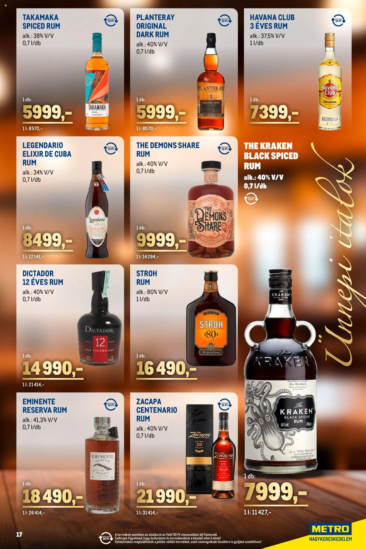 Metro akciós ujság - amely érvényes a következő dátumtól: 02.11.2025 | Oldal: 17 | Termékek: Rum, Só