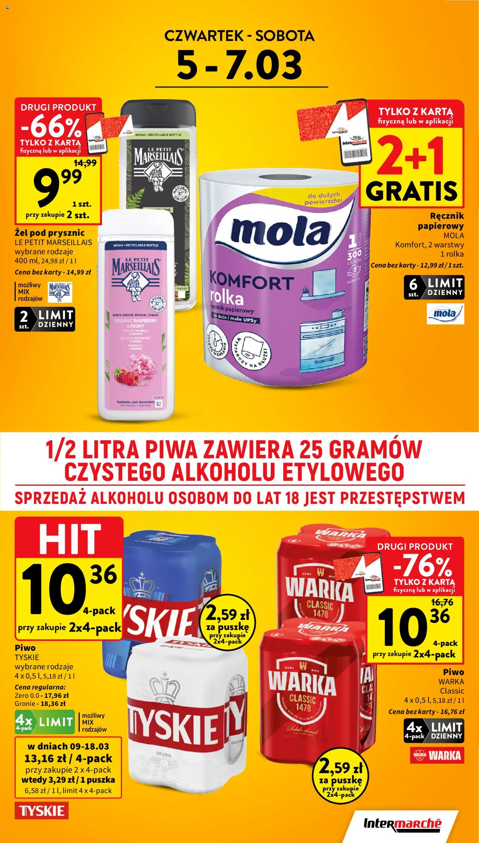 Intermarche gazetka od 05.03.2026 | Strona: 5 | Produkty: Prysznic, Tyskie, Piwo, Żel pod prysznic