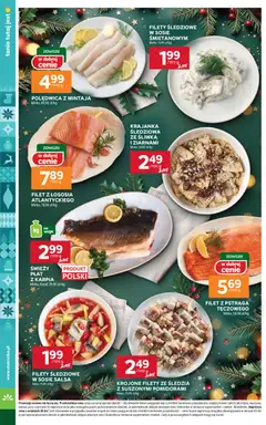 Pogląd oferty "Stokrotka Gazetka" - ważna od 11.12.2025 | Strona: 34 | Produkty: Stokrotka, Filety śledziowe w sosie śmietanowym, Polędwica z mintaja, Filet z łososia