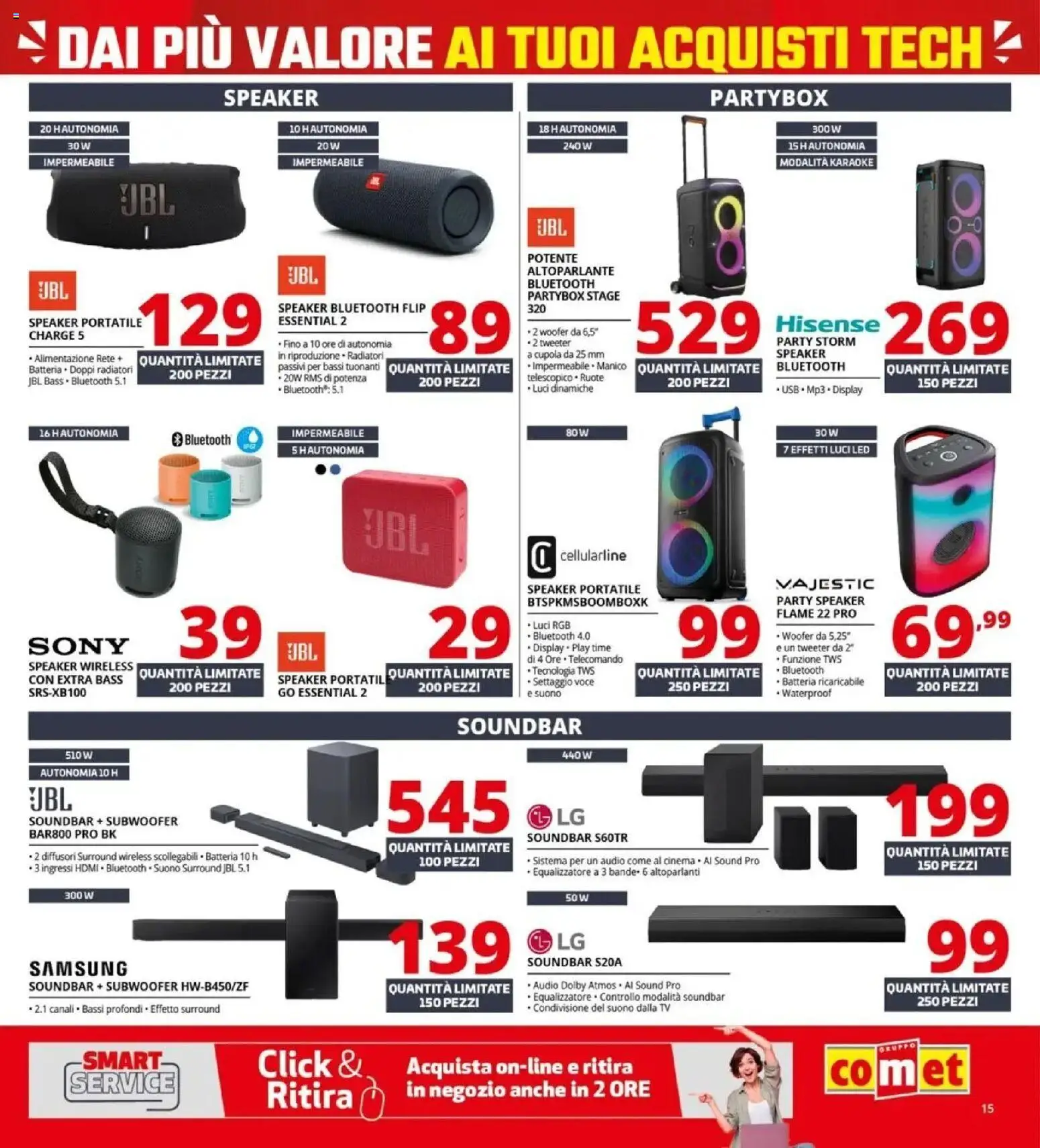 Volantino Comet del 05.03.2026 | Pagina: 15 | Prodotti: Altoparlante, Soundbar, Audio, Speaker