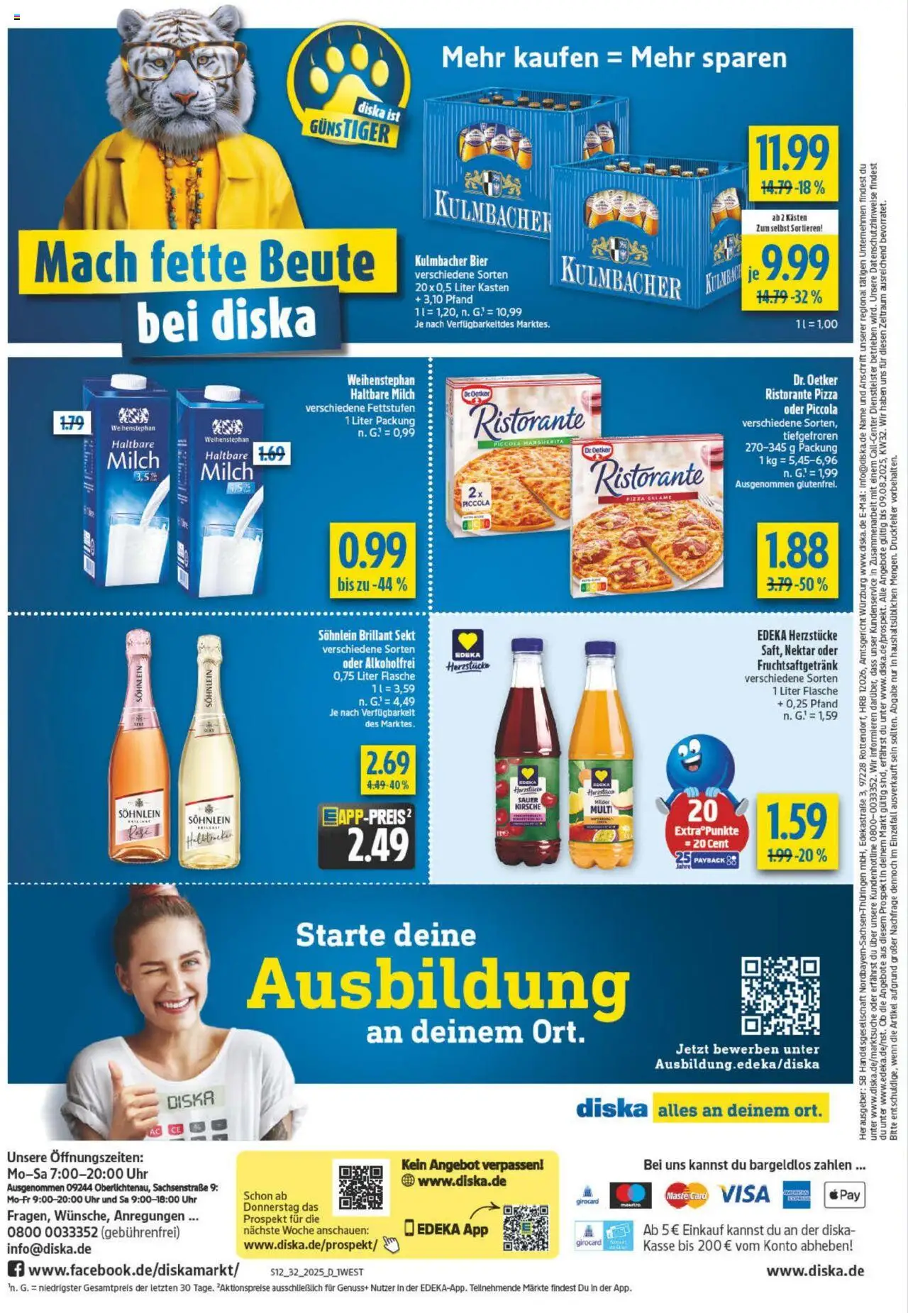 Diska - diska Angebote Bayern KW32 - gültig ab dem 04.08.2025 | Seite: 12 | Produkte: Ristorante, Sekt, Pizza, Uhr
