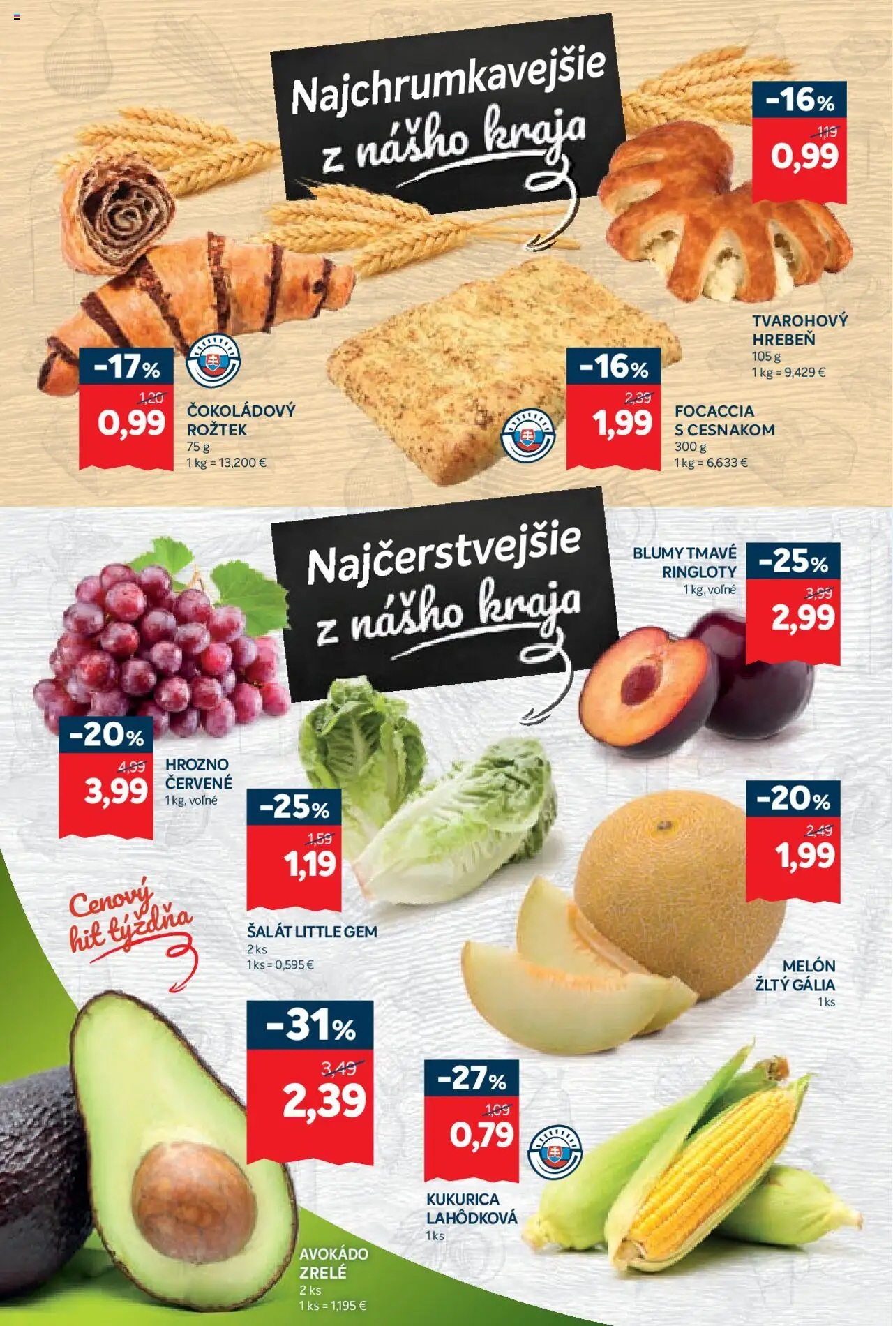 Kraj leták │ platný od 07.08.2025 | Strana: 2 | Produkty: Šalát, Avokádo, Kukurica, Hrozno