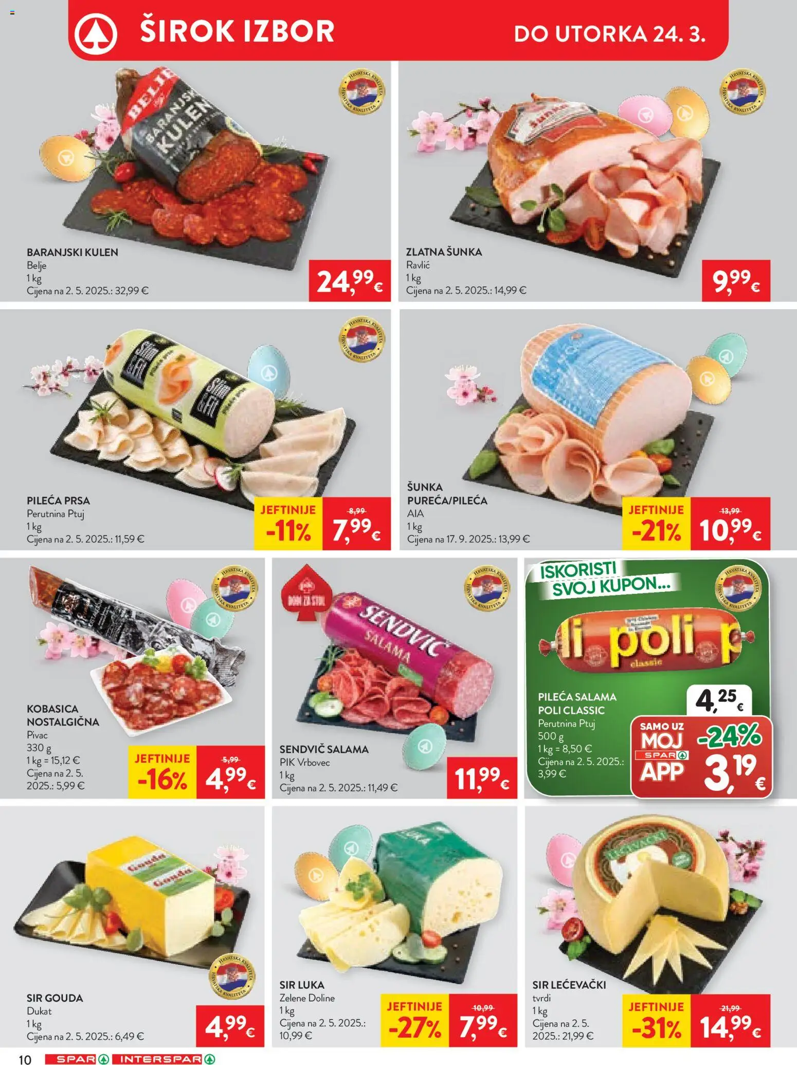 Spar katalog | vrijedi od 18.03.2026 | Stranica: 10 | Proizvodi: Salama, Kobasica, Pik Vrbovec, Gouda