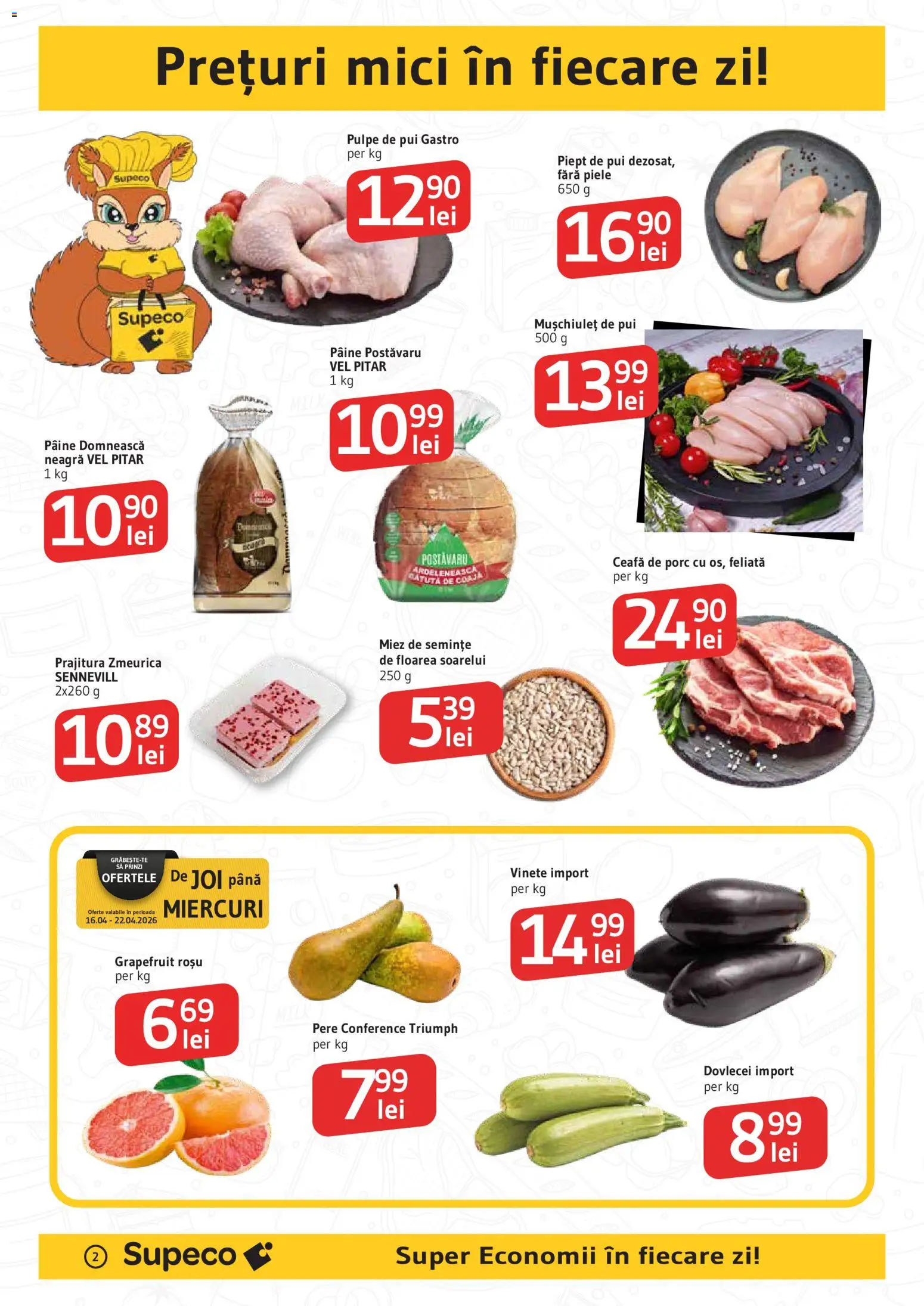 Noul catalog Supeco – valabil de la 16.04.2026 | Pagină: 2 | Produse: Keçeli kalem, Mici, Pâine, Bant