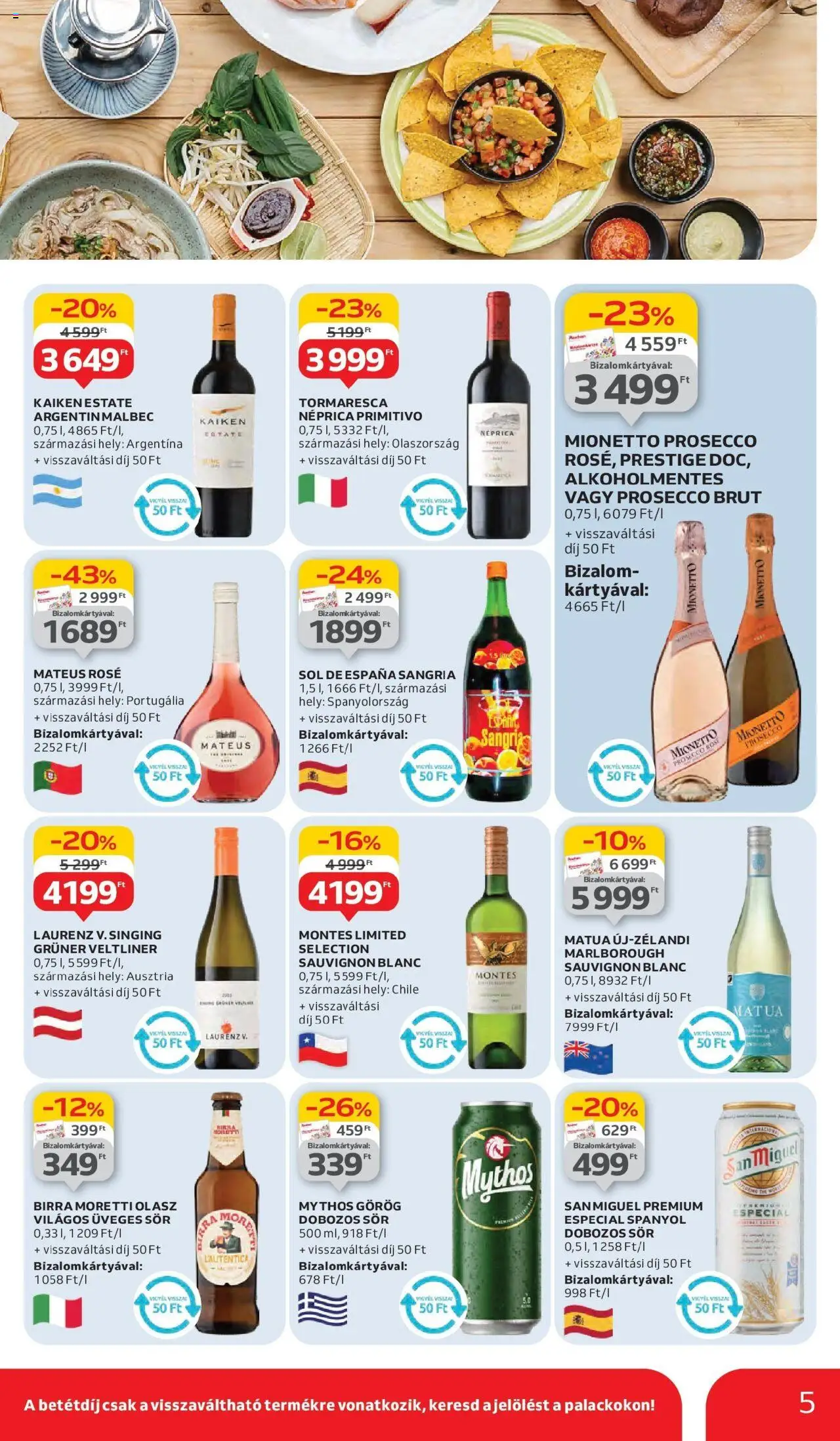 Auchan akciós ujság - amely érvényes a következő dátumtól: 05.06.2025 | Oldal: 5 | Termékek: Sangria, Dobozos sör, Sör