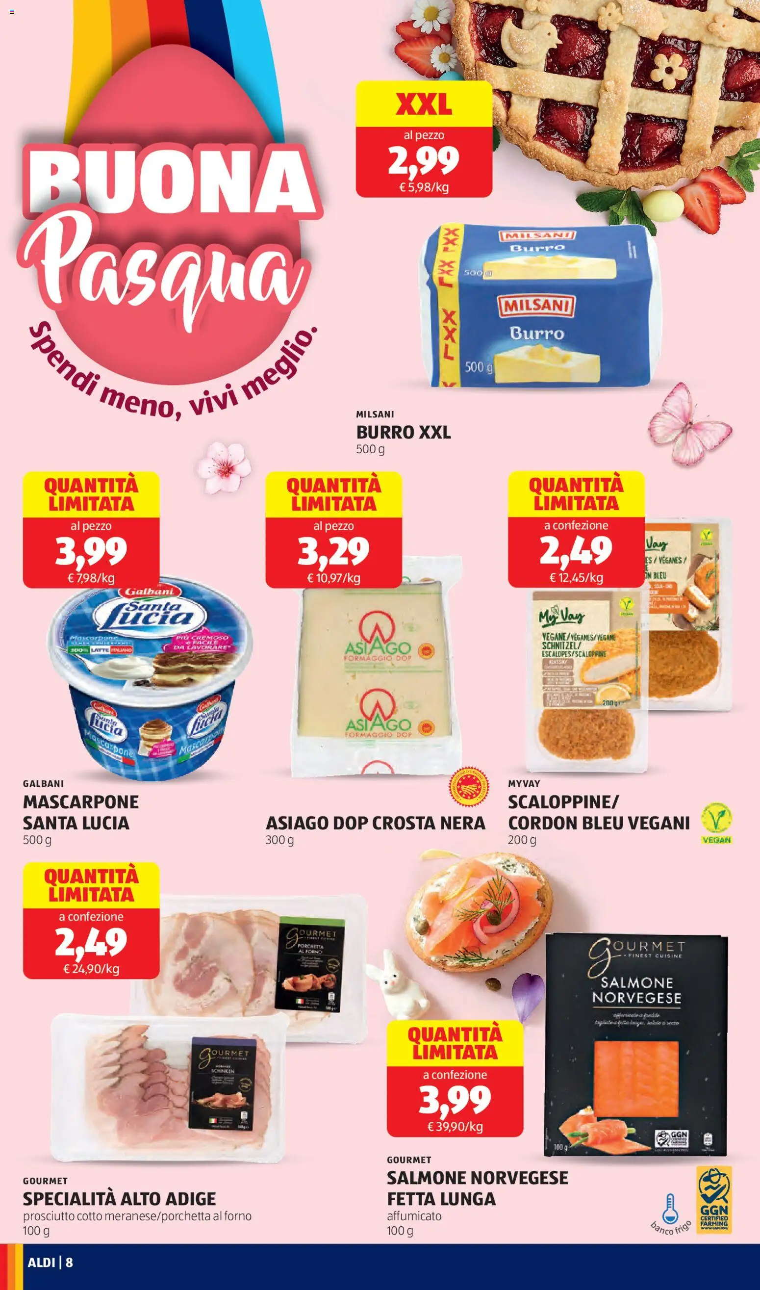 Volantino Aldi del 16.03.2026 | Pagina: 8 | Prodotti: Porchetta, Prosciutto Cotto, Latte, Mascarpone