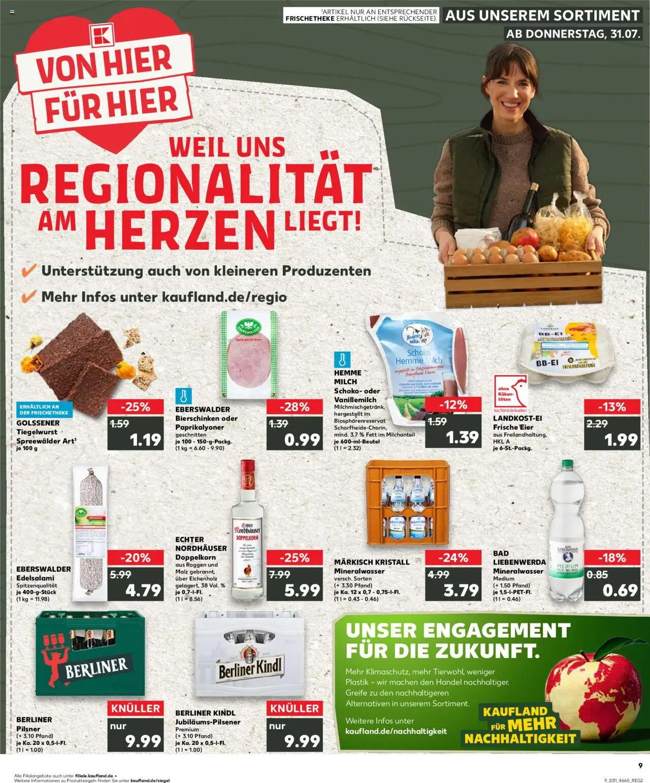 Kaufland prospekt Frankfurt (Oder)	 - gültig ab dem 31.07.2025 | Seite: 9 | Produkte: Berliner, Milch, Eier, Berliner pilsner