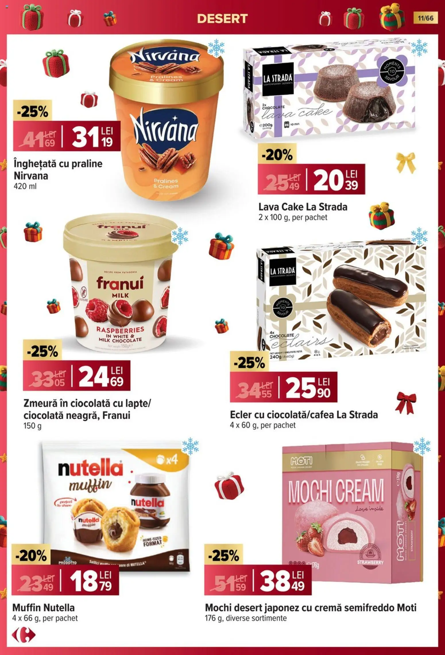 Noul catalog Carrefour – valabil de la 19.11.2025 | Pagină: 11 | Produse: Zmeură, Praline, Cremă, Înghețată