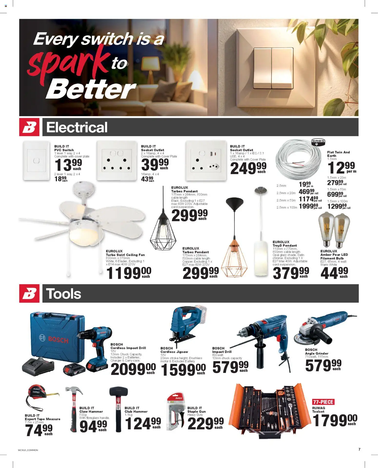 New Build It catalogue – valid from 25.11.2025 | Page: 7 | Products: Charger, Jigsaw, Hammer, Tape
