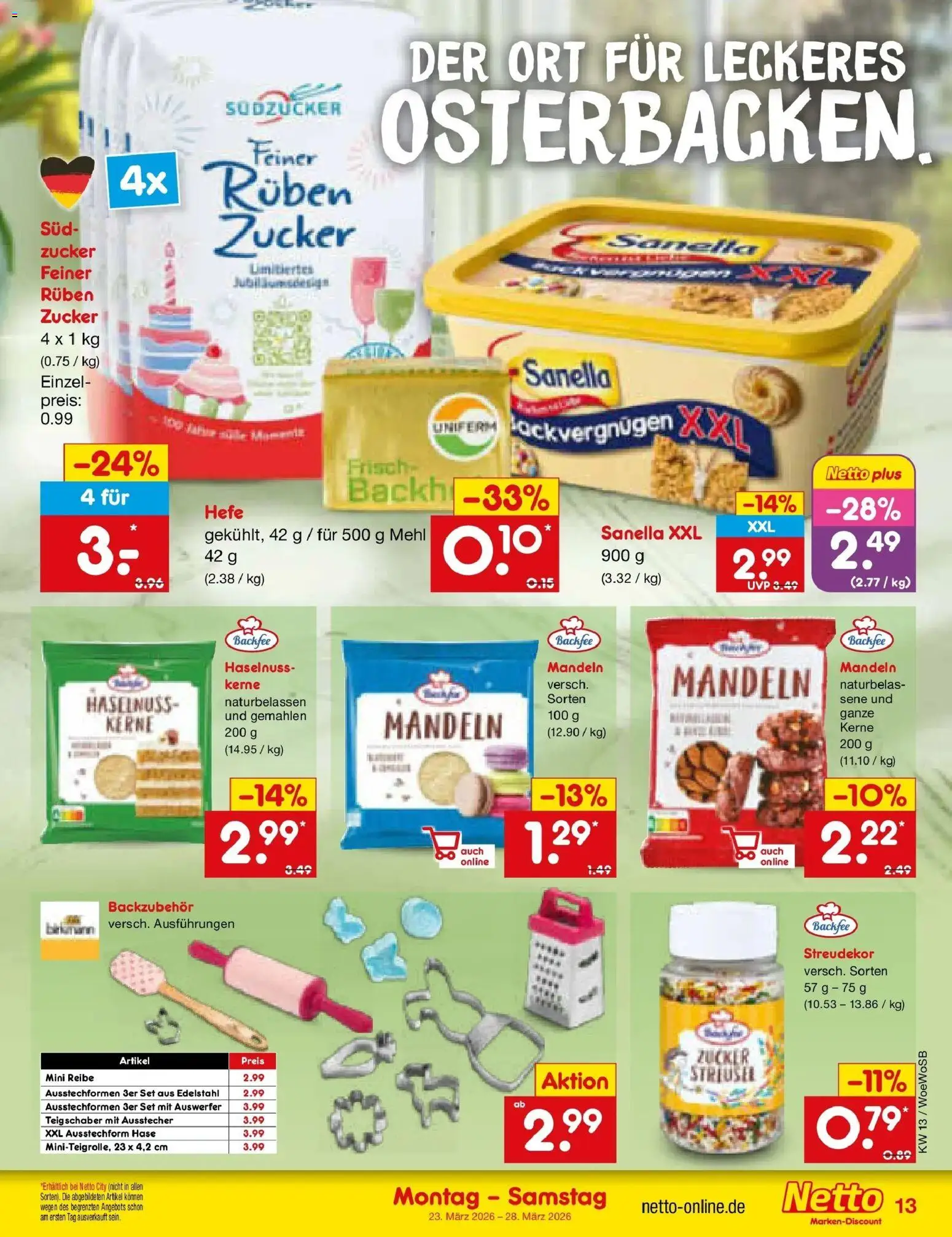 Netto Marken-Discount Prospekt Katzweiler	 – gültig ab 23.03.2026 | Seite: 13 | Produkte: Mehl, Mandeln, Zucker, Sanella