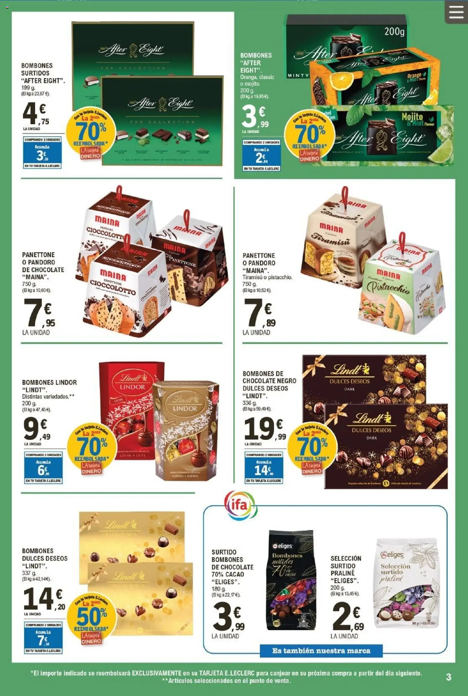 E.Leclerc folleto │ válido desde el 19.11.2025 | Página: 3 | Productos: Chocolate, Κεραία, Φρυγανιές σικάλεως
