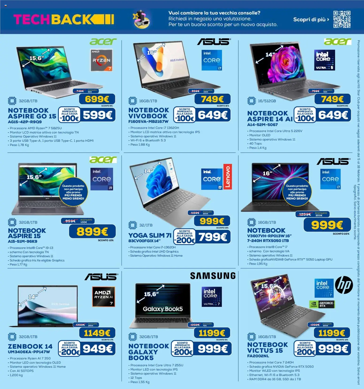 Volantino Euronics del 19.02.2026 | Pagina: 9 | Prodotti: Schermo, Monitor, Tè, Laptop