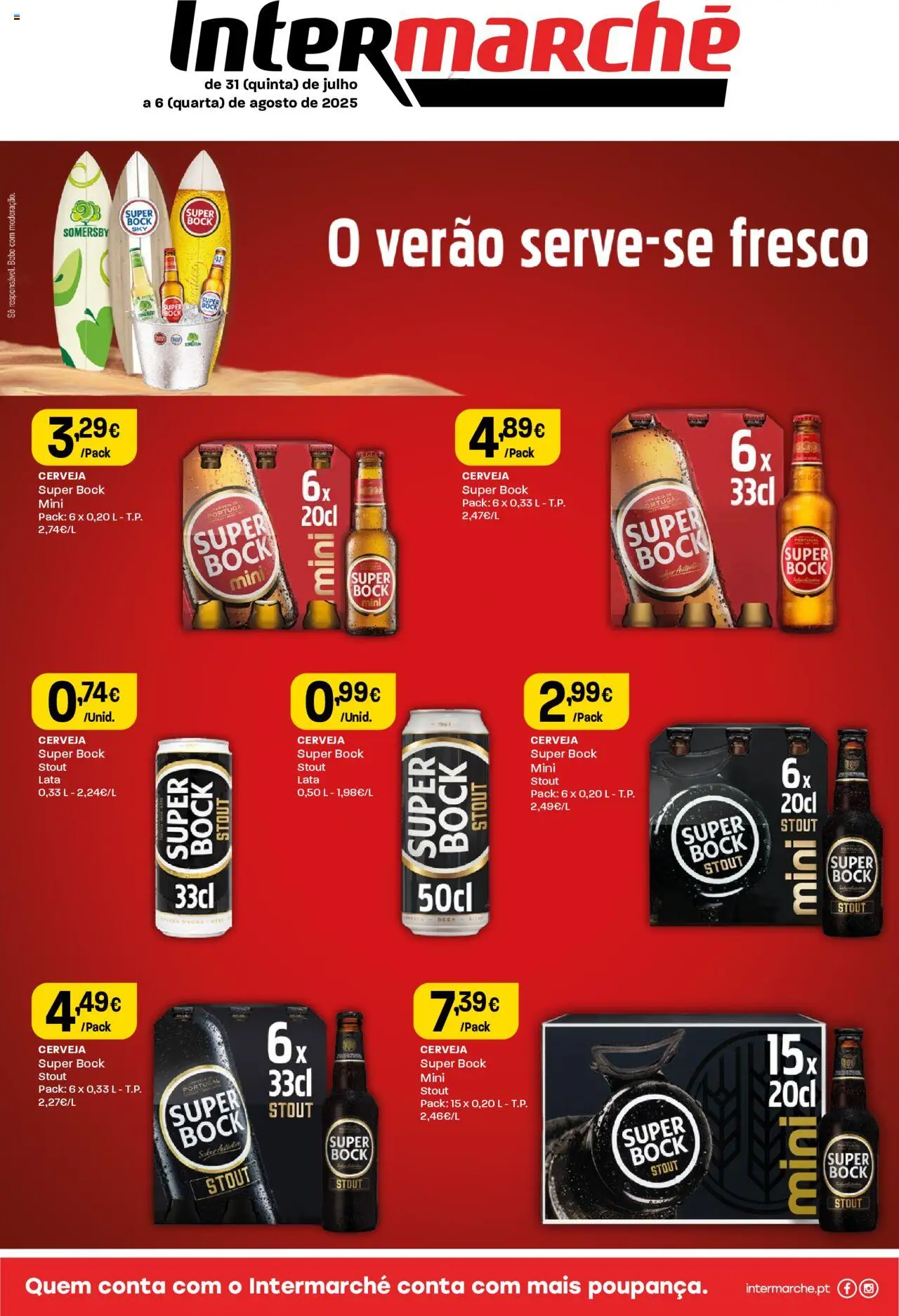 Intermarché - Cervejas │ válido de 31.07.2025 | Página: 1 | Produtos: Super bock, Cerveja, Somersby