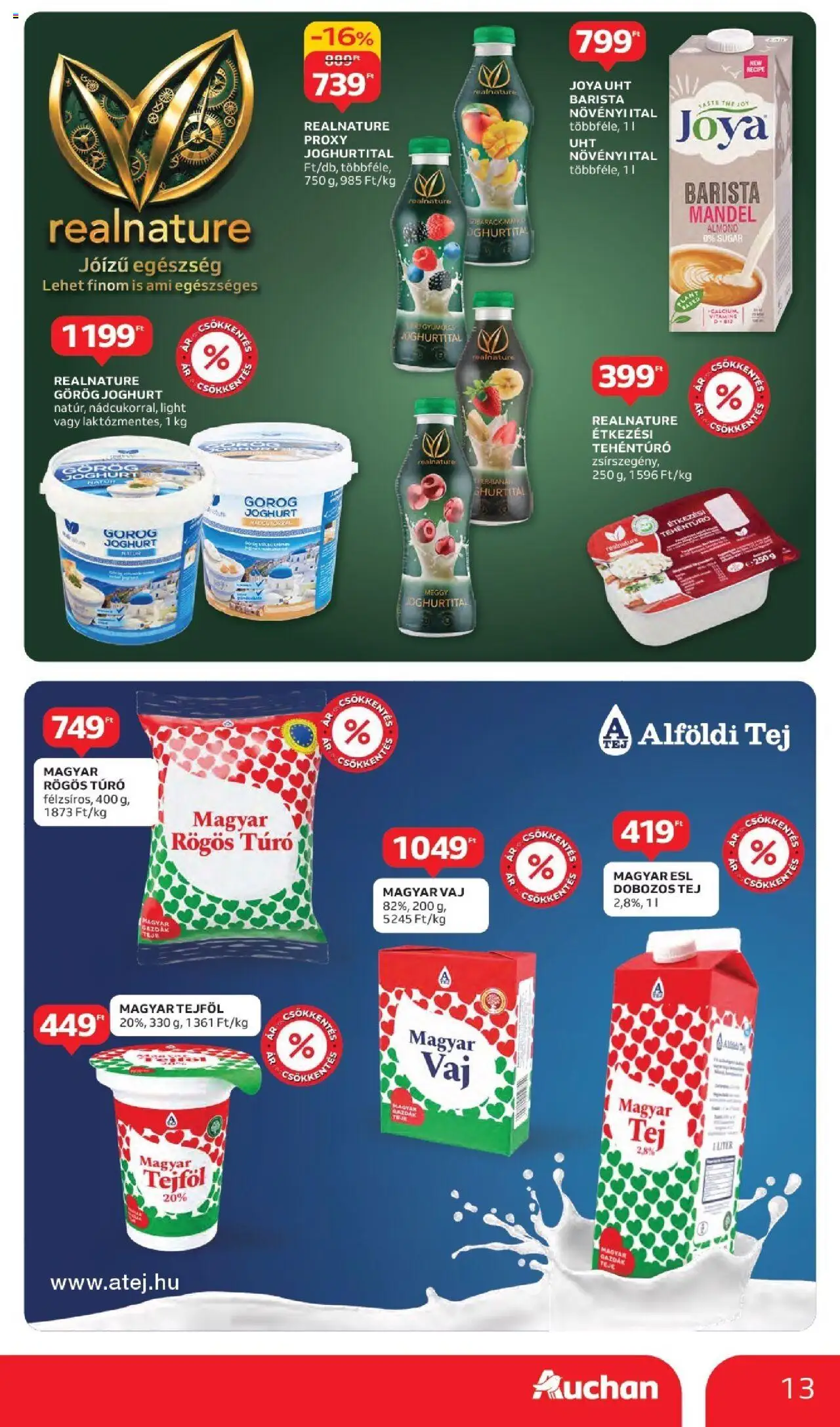 Auchan akciós ujság - amely érvényes a következő dátumtól: 11.09.2025 | Oldal: 13 | Termékek: Meggy, Rögös túró, Tej, Joghurt