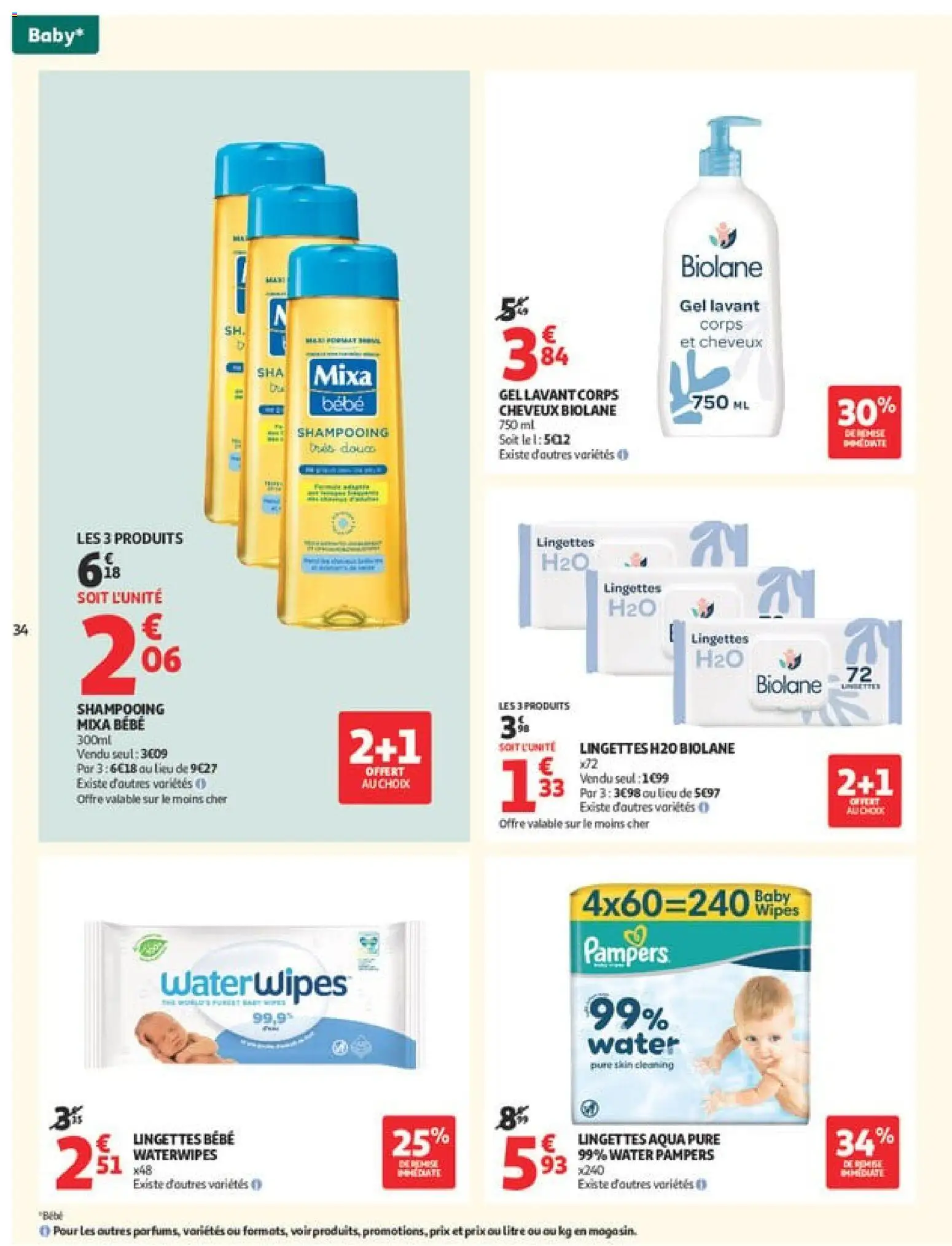 {H1} | Page: 34 | Produits: Pampers, Shampooing