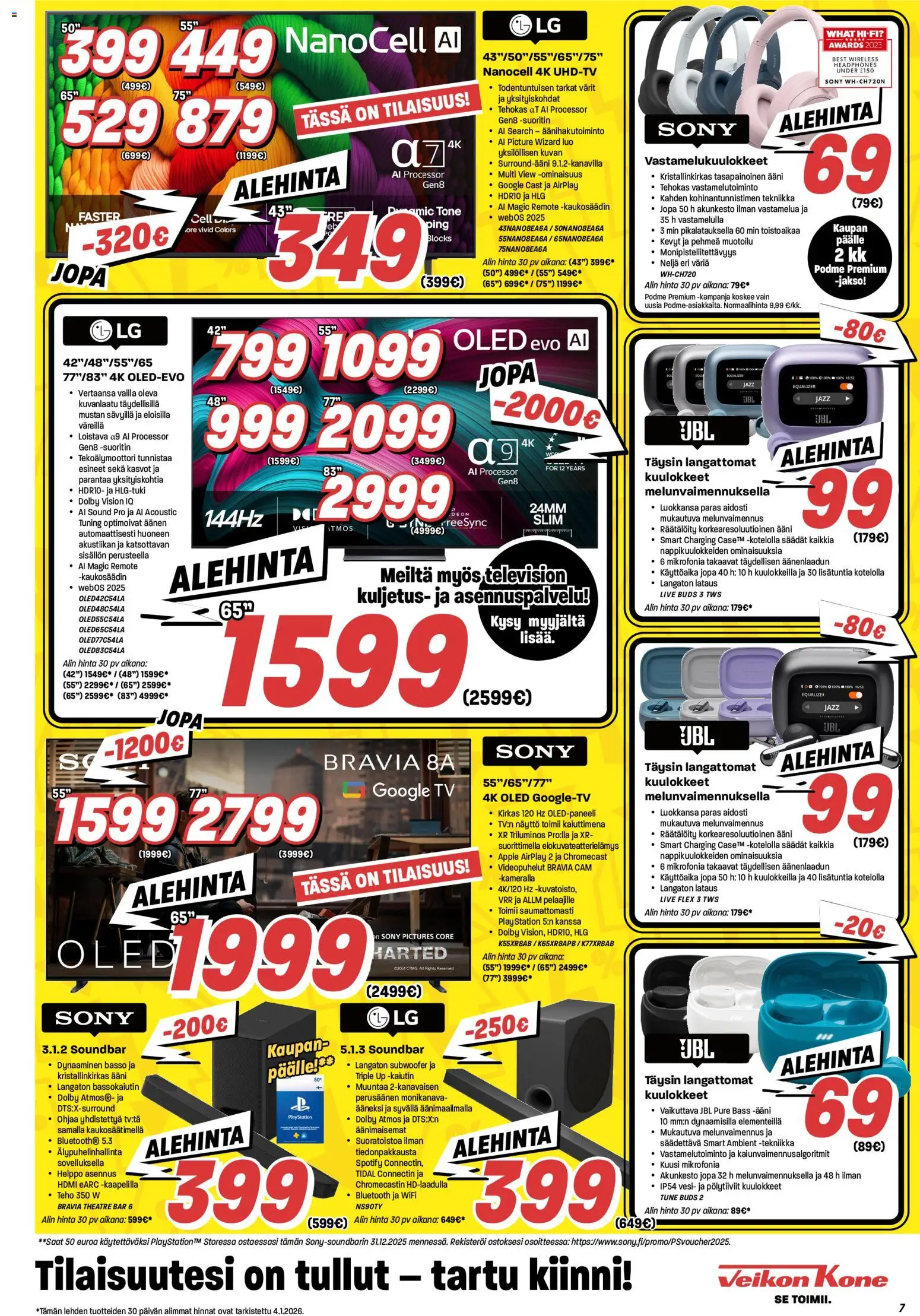Veikon Kone tarjoukset – voimassa 05.01.2026 alkaen | Sivu: 7 | Tuotteet: Kaiutin, Vastamelukuulokkeet, Näyttö, Playstation