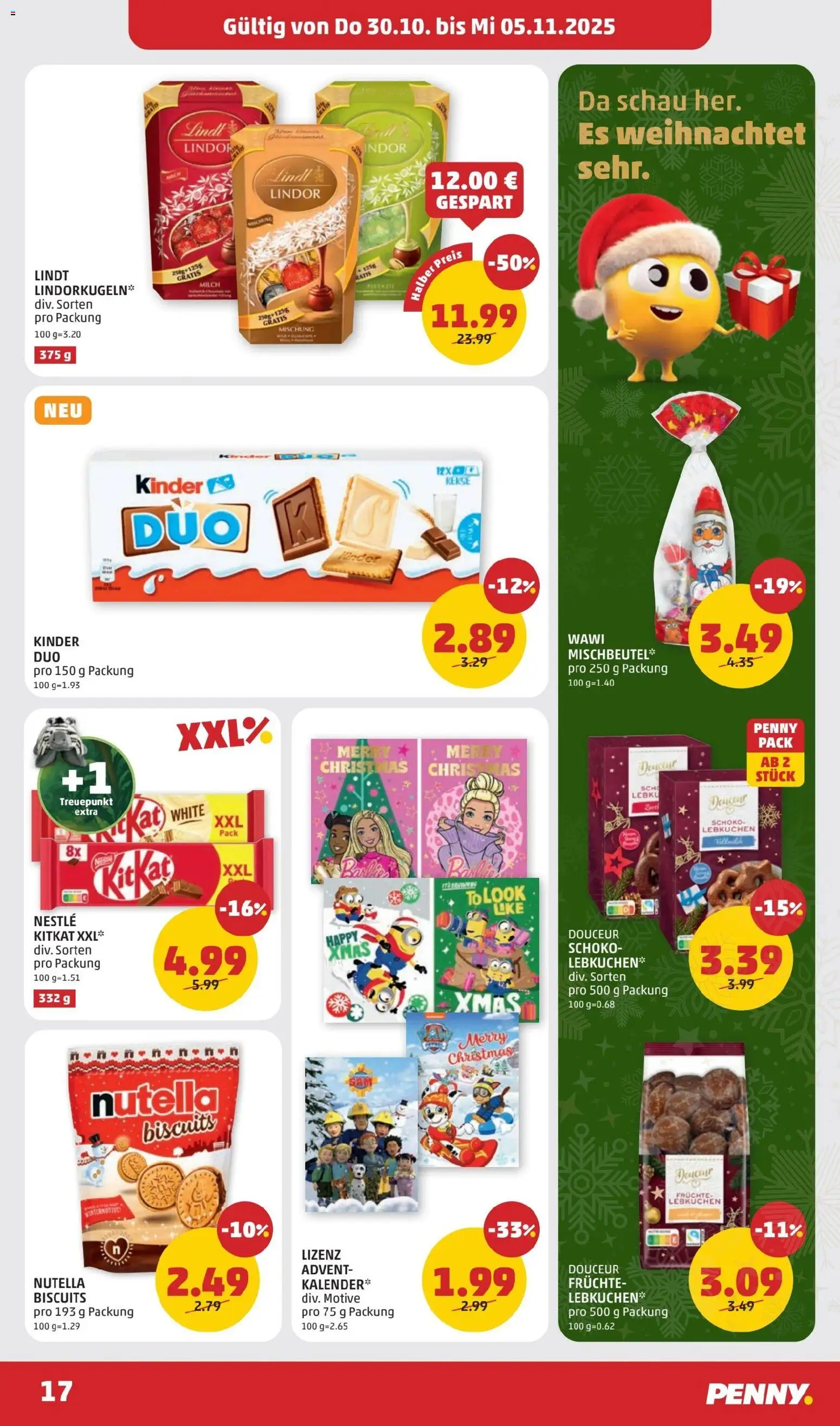 Penny Markt Flugblatt ab (30.10.2025) - Angebote, Prospekt | Seite: 17 | Produkte: Kekse, Milch