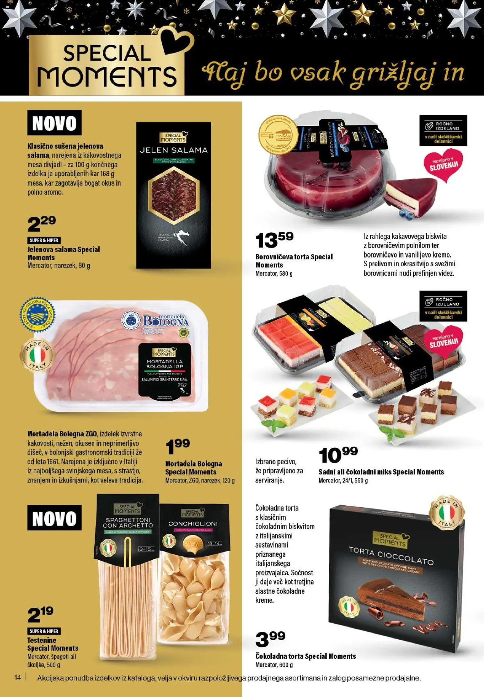 Novi Mercator katalog ponudbe – veljaven od 27.11.2025 | Stran: 14 | Izdelki: Torta, Salama, Spageti, Testenine