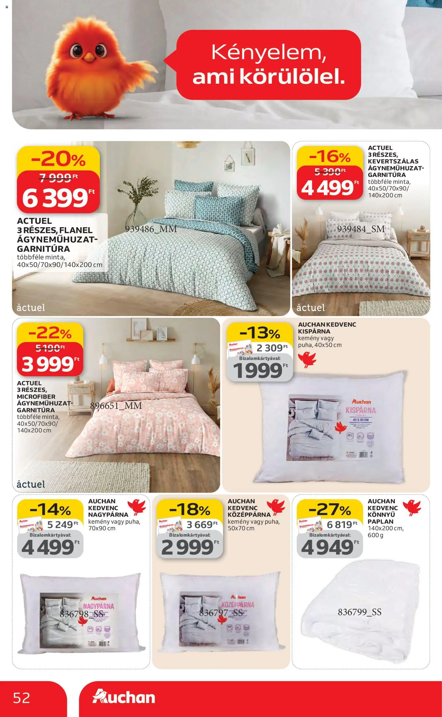 Auchan akciós ujság - amely érvényes a következő dátumtól: 12.02.2026 | Oldal: 52 | Termékek: Paplan, Ágyneműhuzat