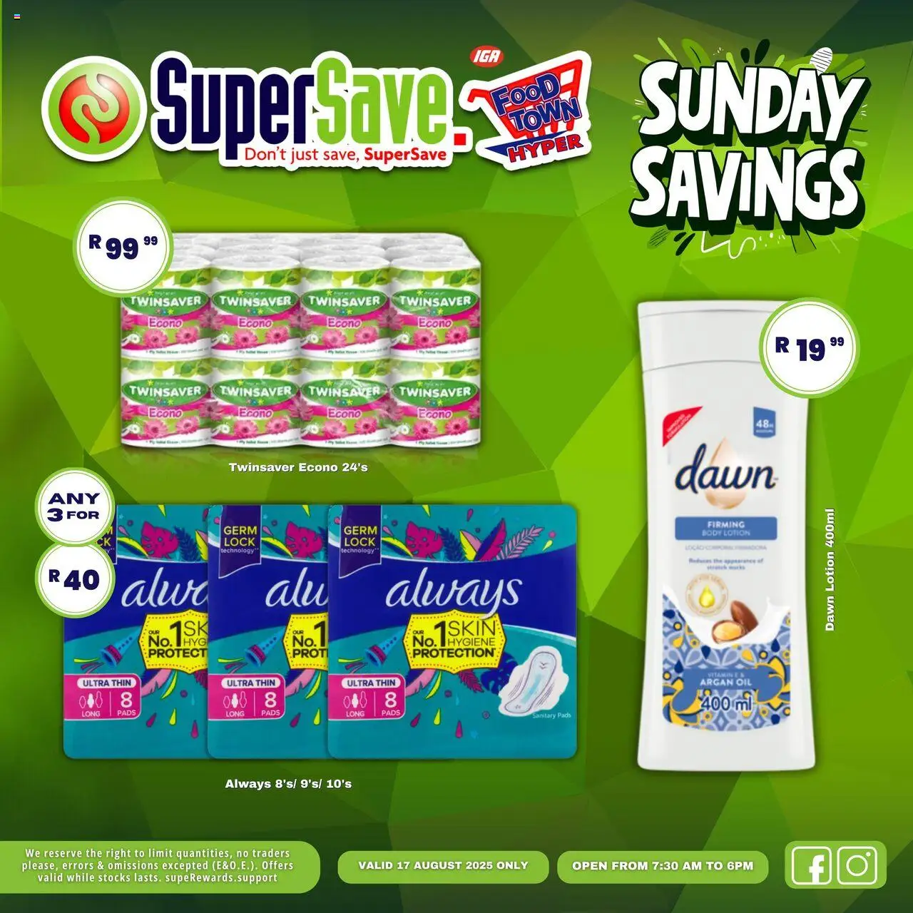 Super Save Sunday Specials │ valid from 17.08.2025 | Page: 16 | Products: Lock, Pads, Oil, Lotion