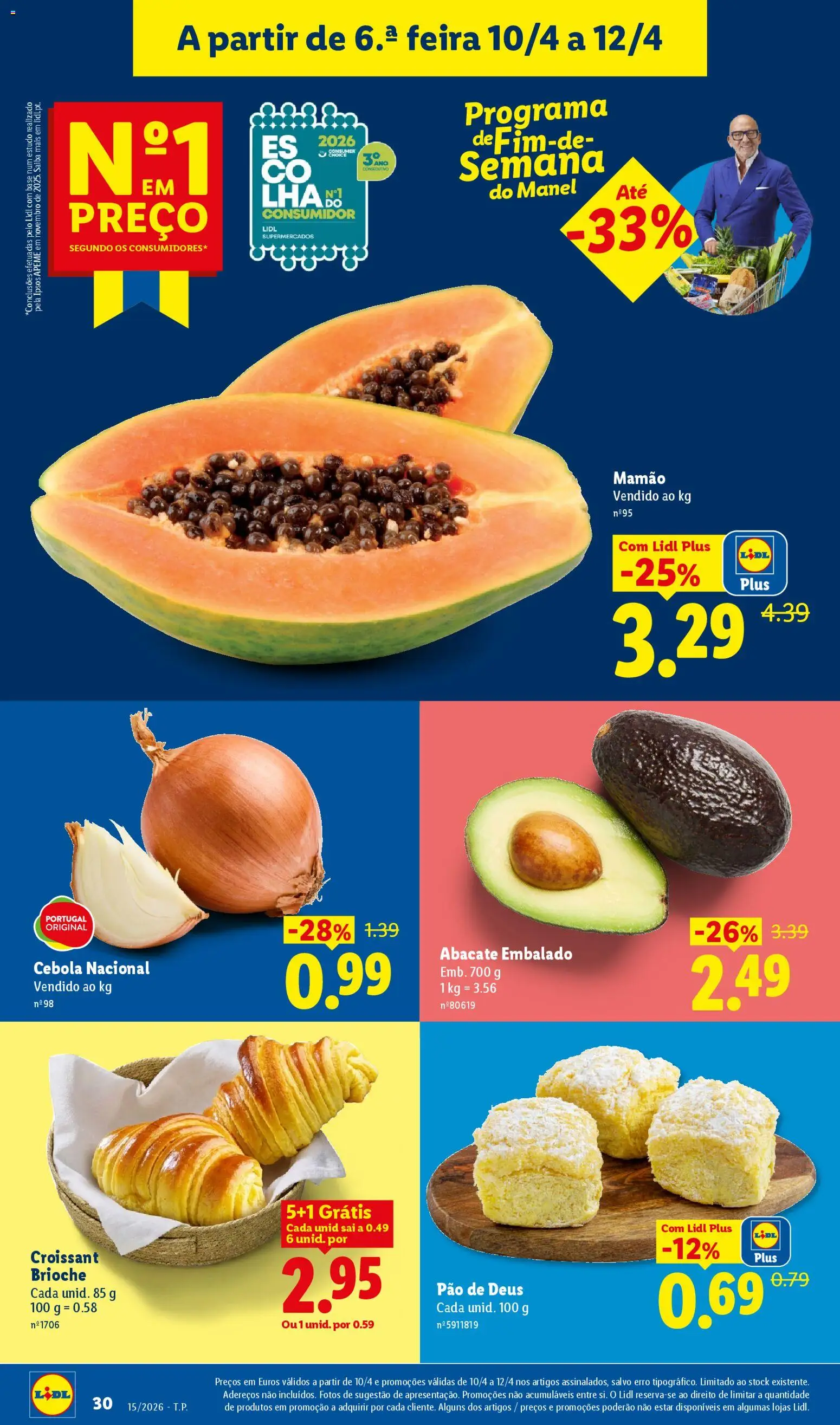 Lidl folheto │ válido de 06.04.2026 | Página: 30 | Produtos: Cebola, Pão, Abacate, Mamão