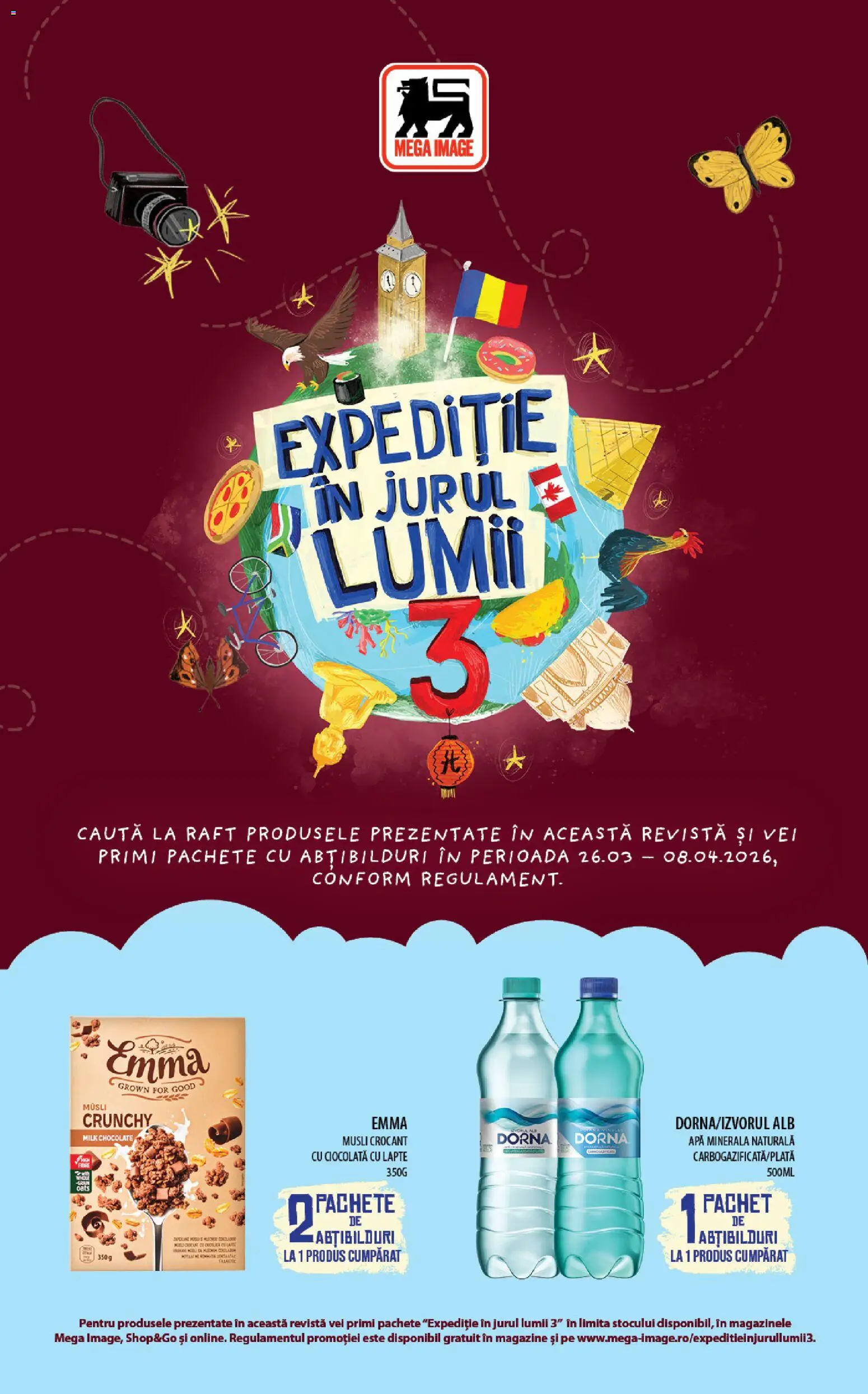 Noul catalog Mega Image – valabil de la 26.03.2026 | Pagină: 1 | Produse: Yazı tahtası kalemi, Raft, Lapte, Ciocolată