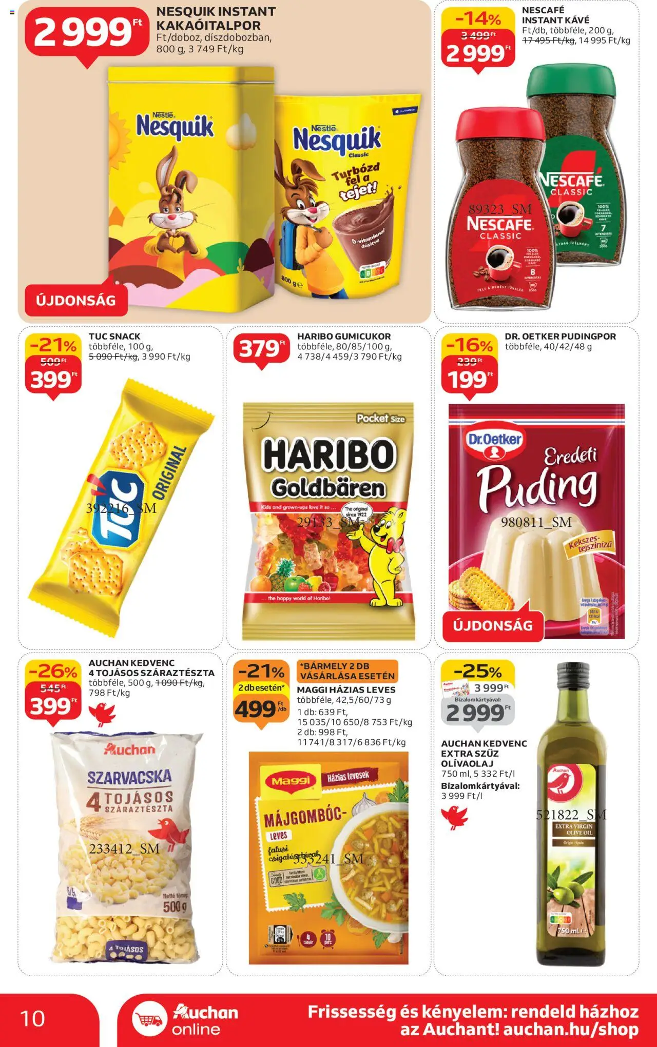 Auchan akciós ujság - amely érvényes a következő dátumtól: 09.10.2025 | Oldal: 10 | Termékek: Puding, Nescafé, Pudingpor, Só
