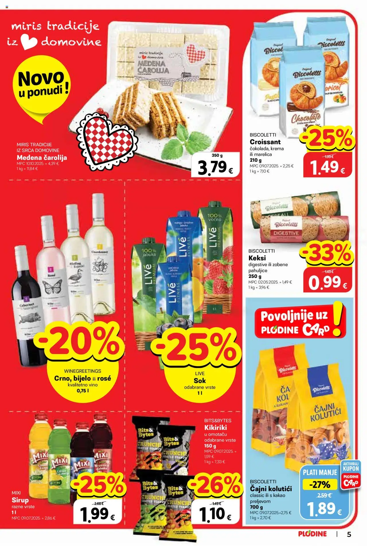 Plodine katalog | vrijedi od 15.10.2025 | Stranica: 5 | Proizvodi: Čajni kolutići, Miris, Zobene pahuljice, Sirup