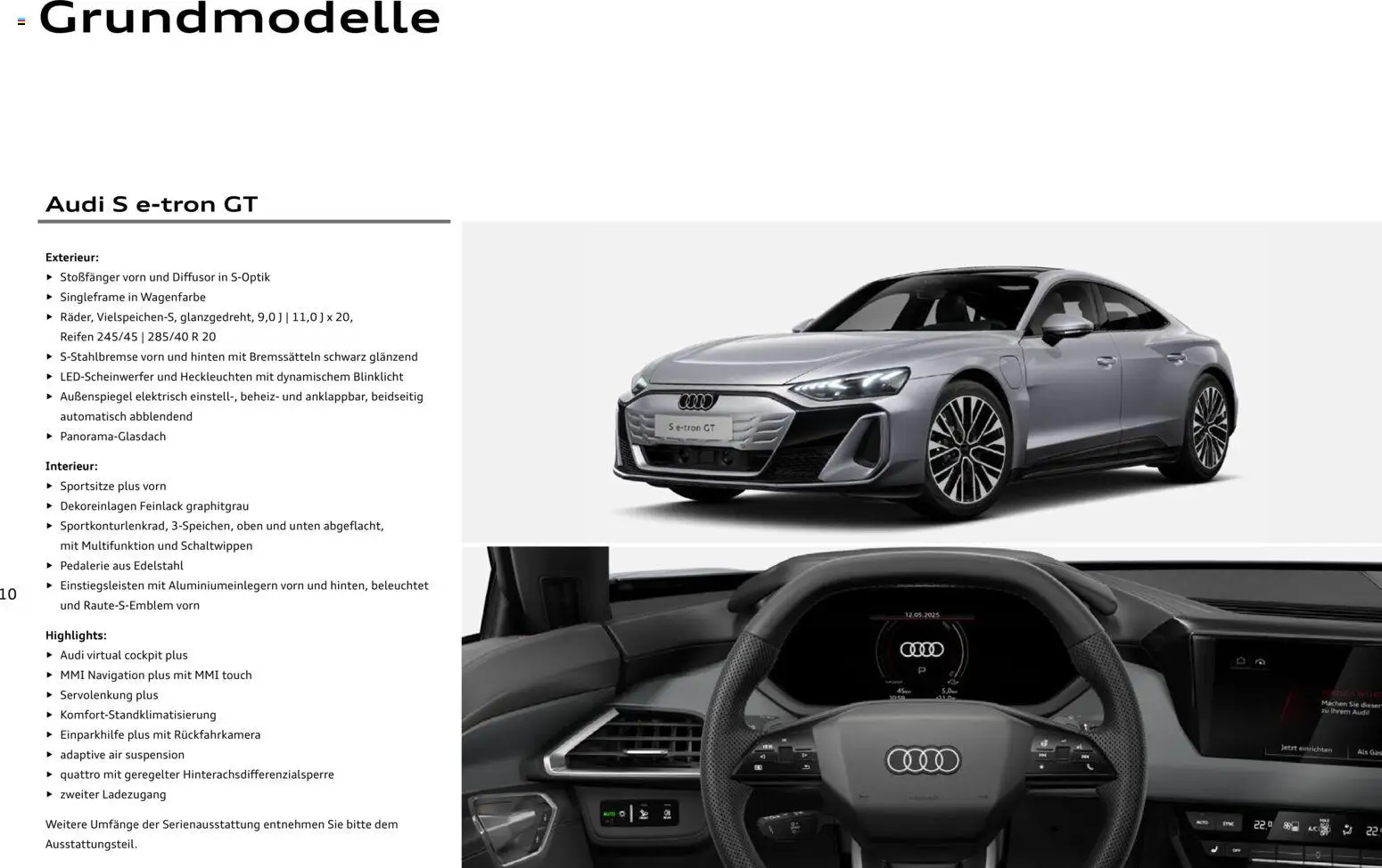 Audi e-tron GT – gültig ab 28.10.2025 | Seite: 10 | Produkte: Navigation