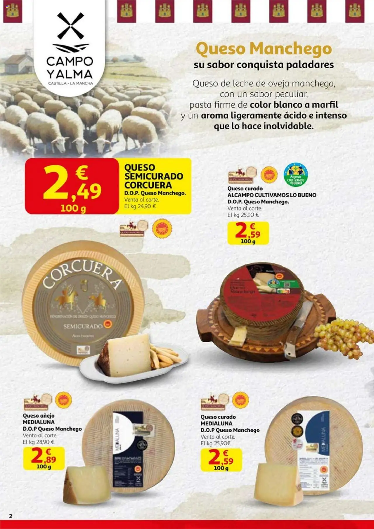 Alcampo - Castilla La Mancha auténtica por naturaleza │ válido desde el 06.10.2025 | Página: 2 | Productos: Leche, Queso, Pasta