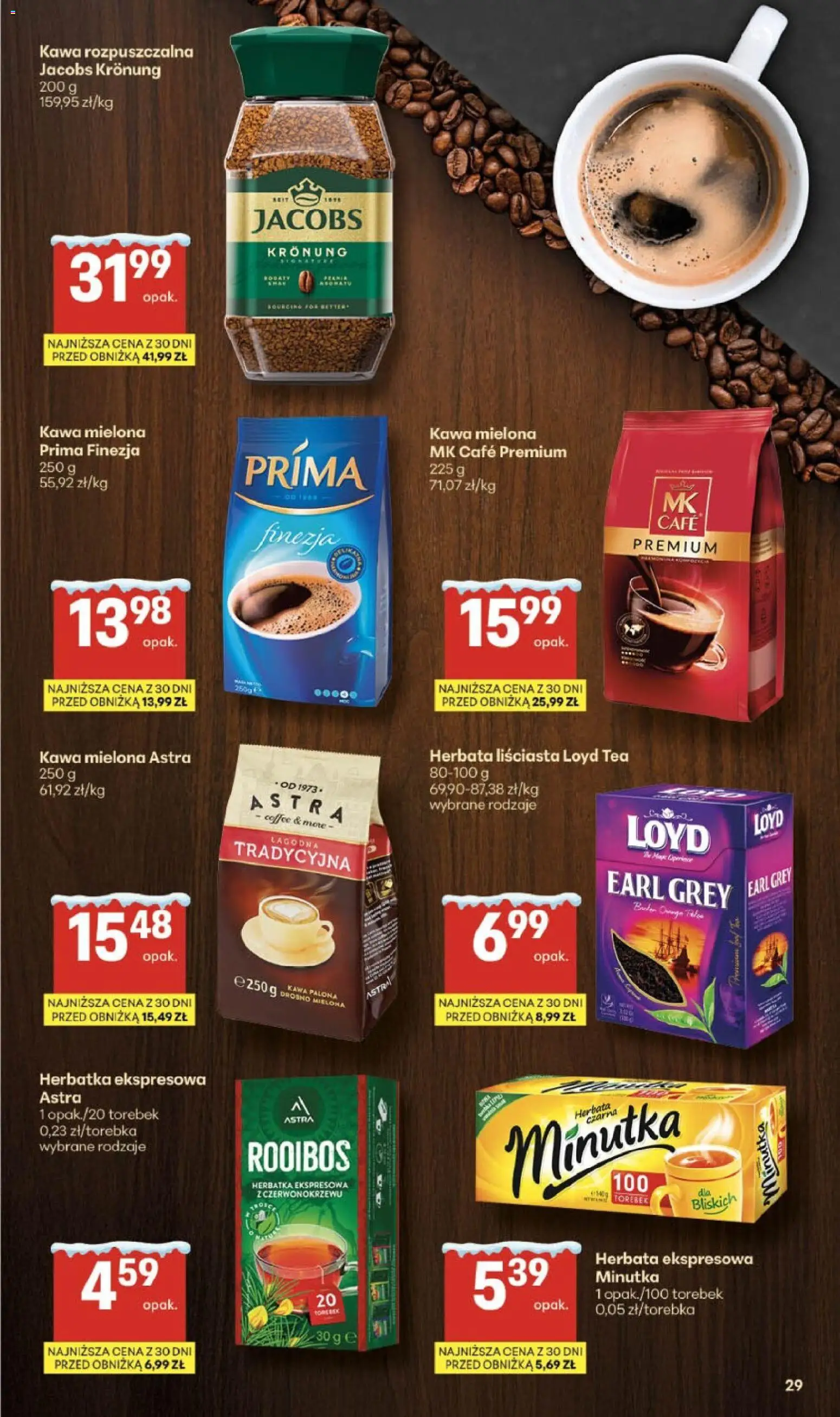 Delikatesy Centrum Gazetka od 29.01.2026 | Strona: 29 | Produkty: Herbata liściasta, Kawa mielona Prima, Kawa, Herbata