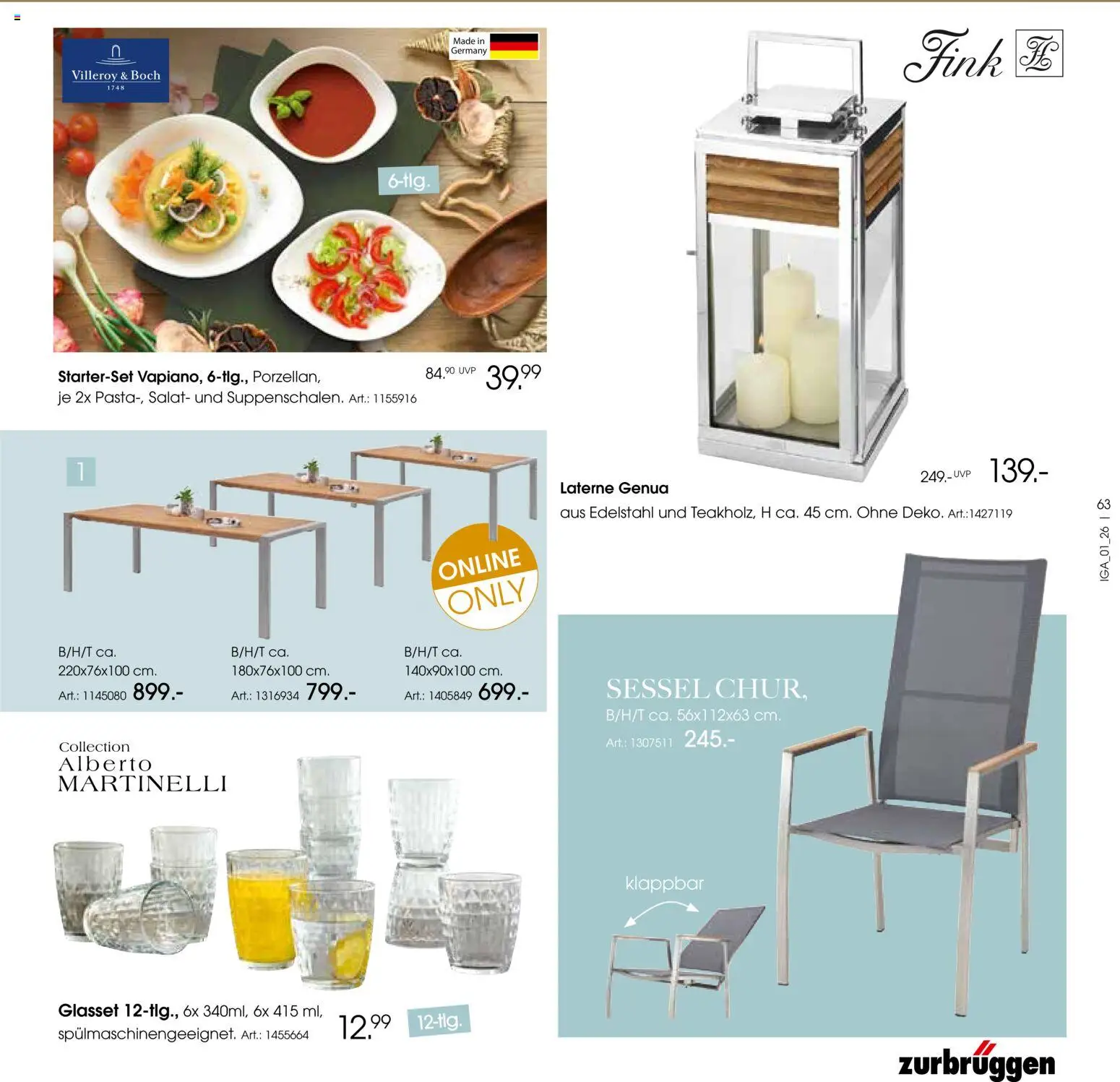Zurbrüggen Sommer 2026 – gültig ab 19.03.2026 | Seite: 63 | Produkte: Sessel, Salat