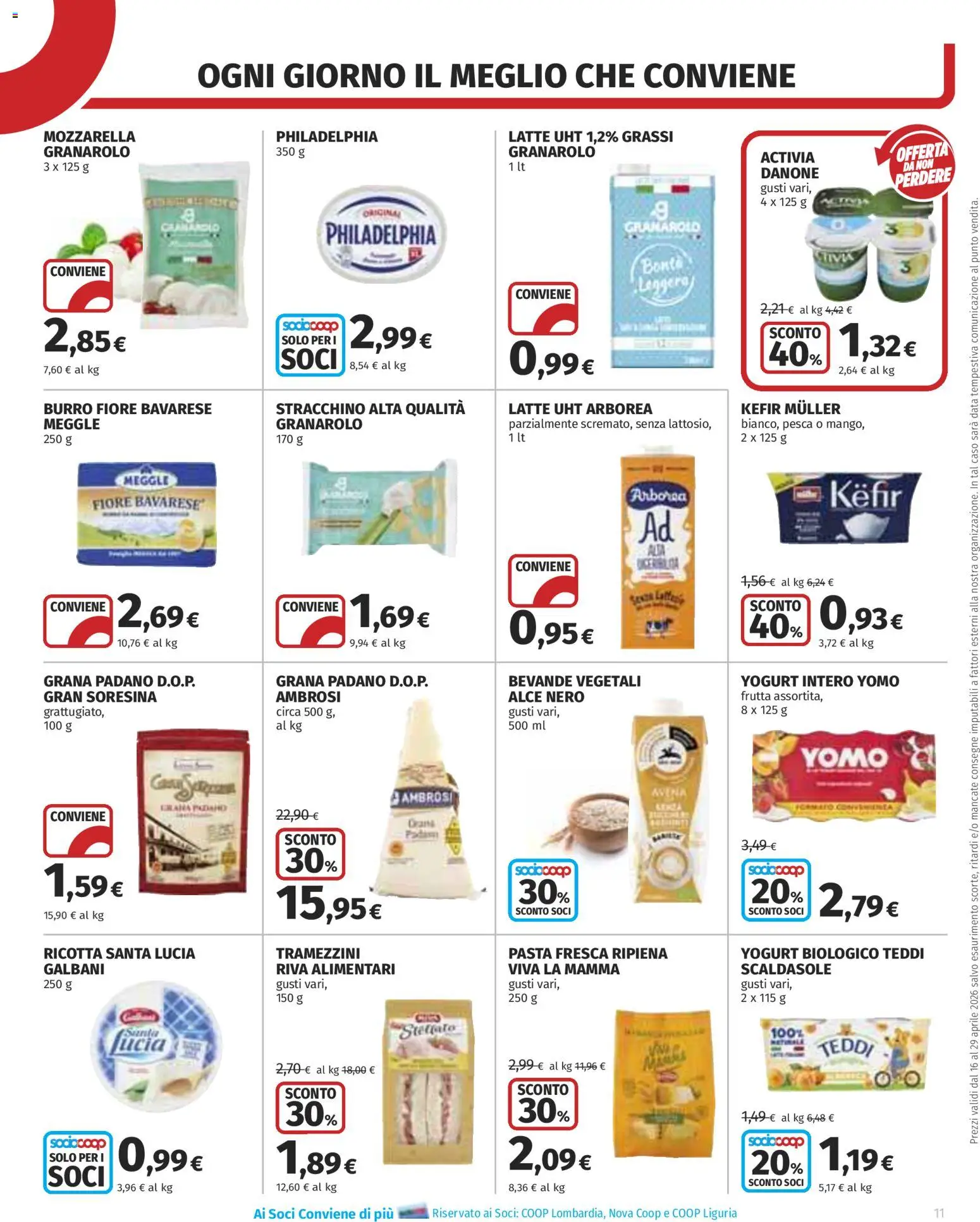 Volantino COOP del 16.04.2026 | Pagina: 11 | Prodotti: Frutta, Mozzarella, Latte, Burro