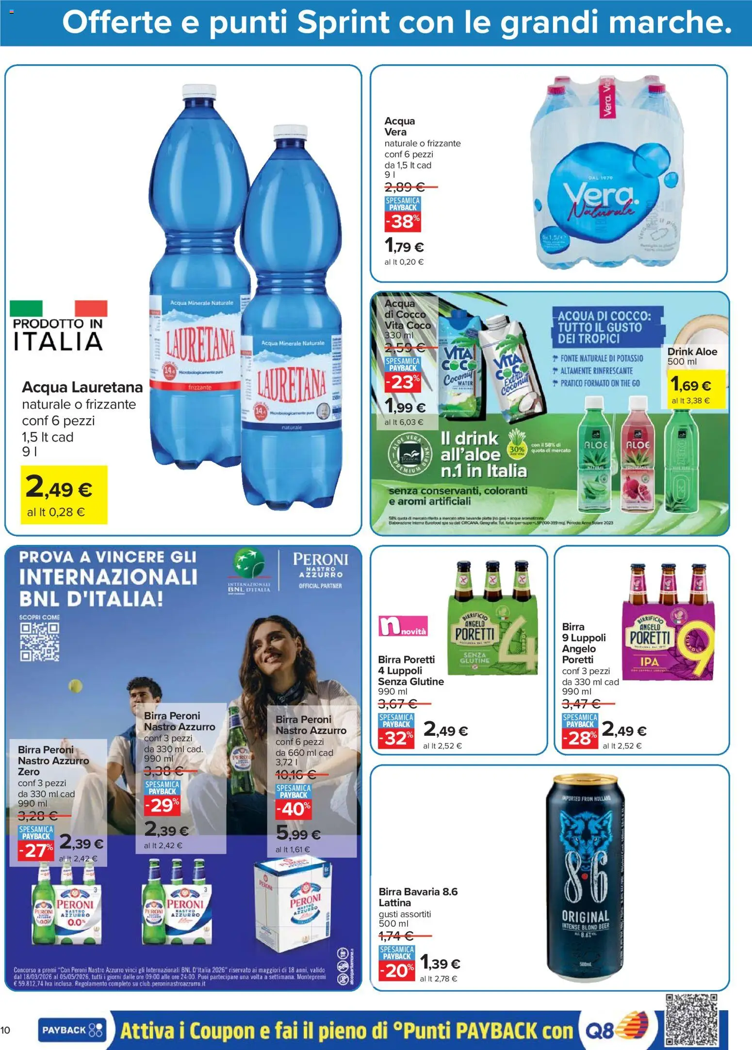 Volantino Carrefour del 21.04.2026 | Pagina: 10 | Prodotti: Birra, Acqua, Cocco, Acqua minerale